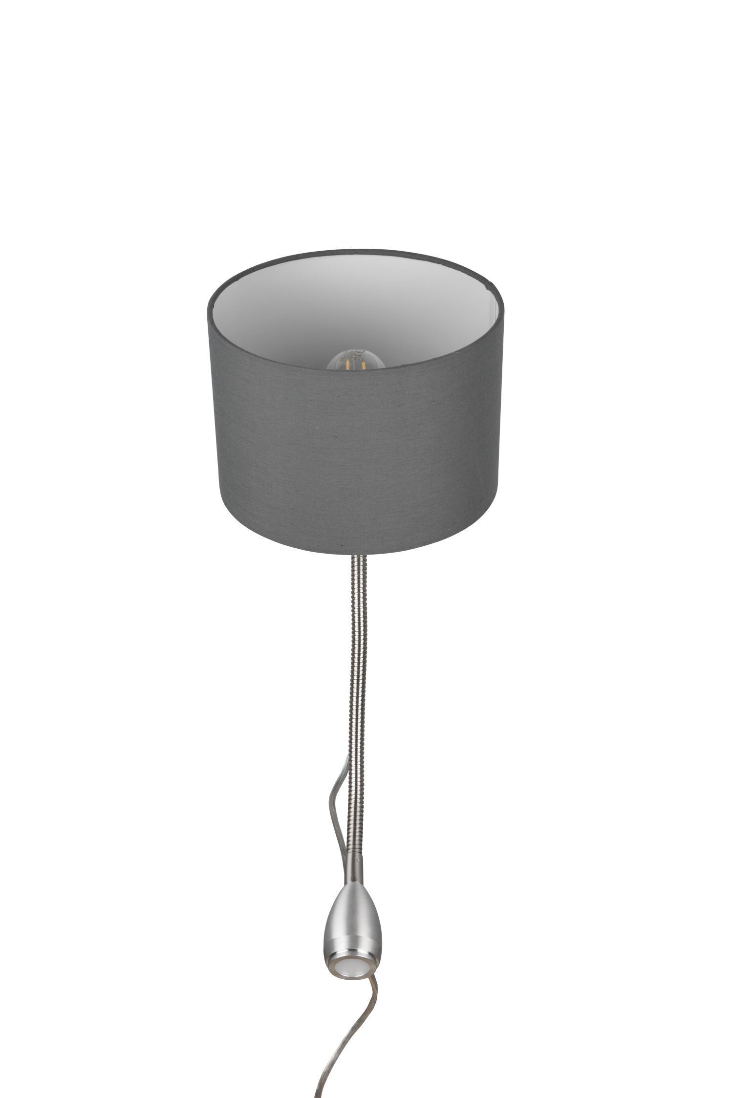 Wandlampe mit Schalter Stoff Metall E14 LED Nickel Grau Lampe, Lampenschirm