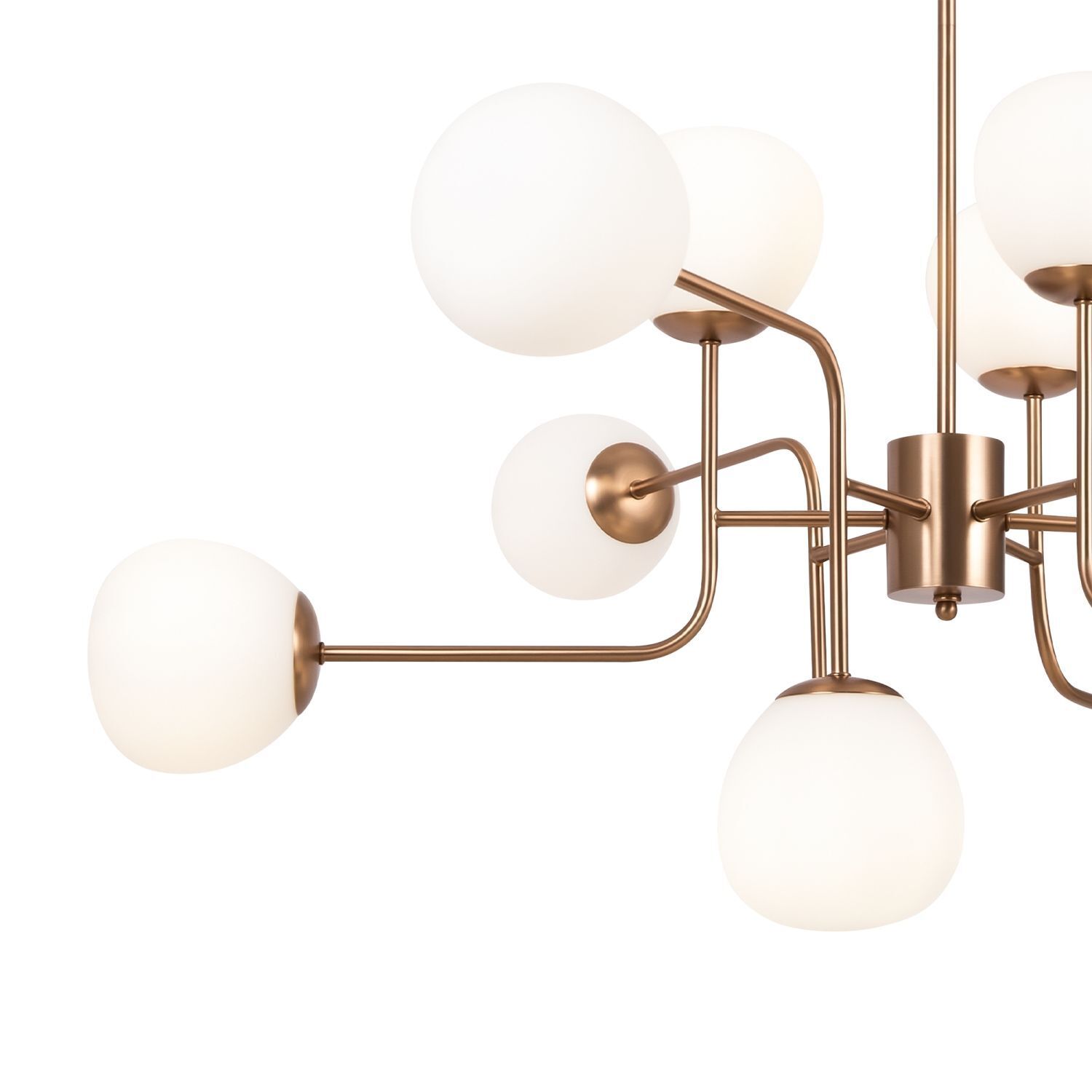 Hängelampe Metall Glas H: max. 140 cm in Gold Weiß E14