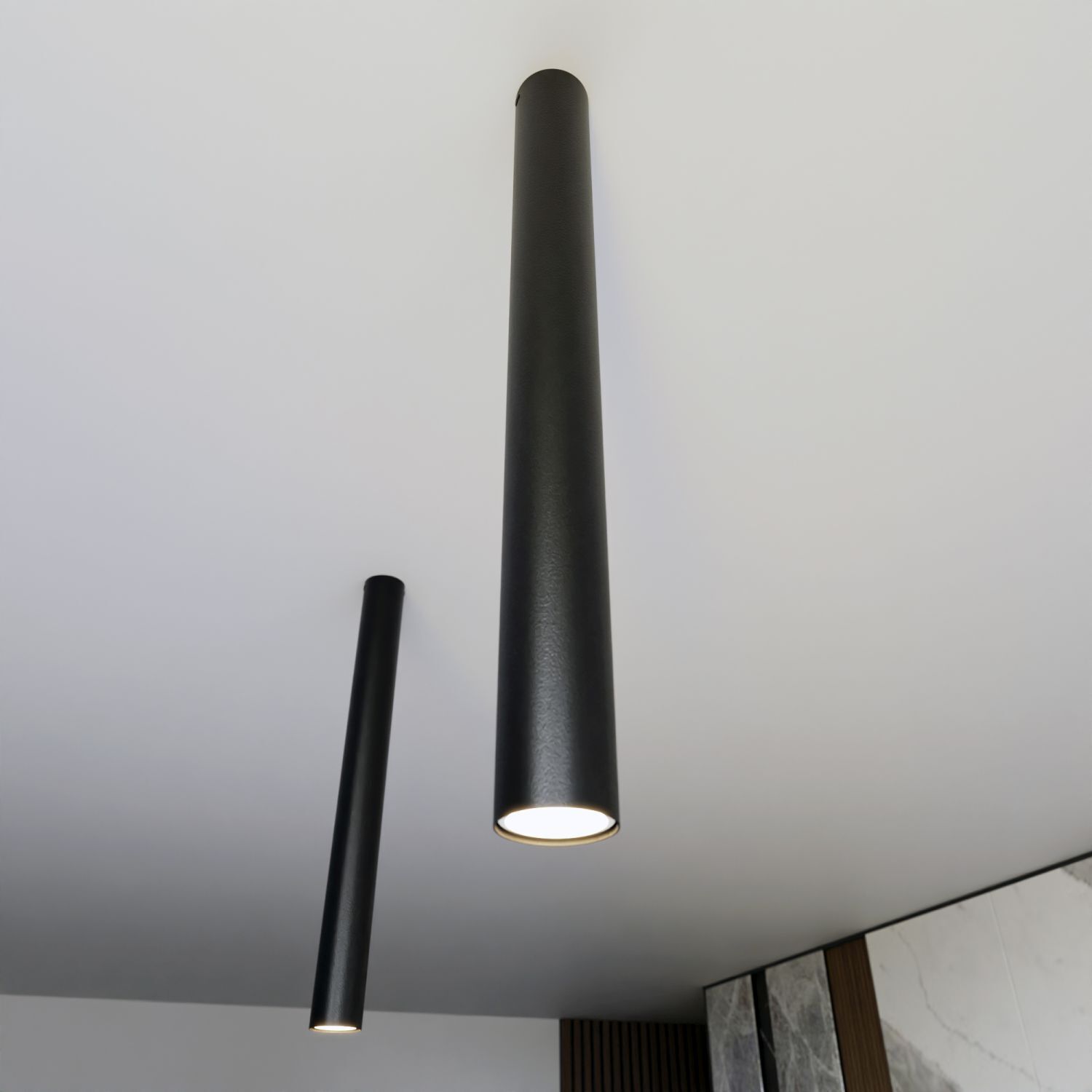 Deckenleuchte Schwarz B: 6 cm 60 cm hoch Metall GU10 Aufputz Lampe, Deckenleuchte