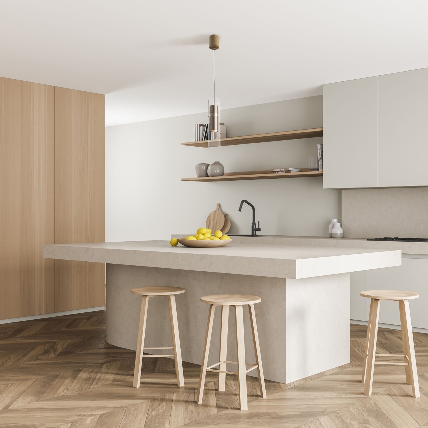 Lampe à suspendre aluminium verre GU10 Ø 8 cm H : max. 170 cm Drinnen, Innenarchitektur, Küche, Kücheninsel, Barhocker