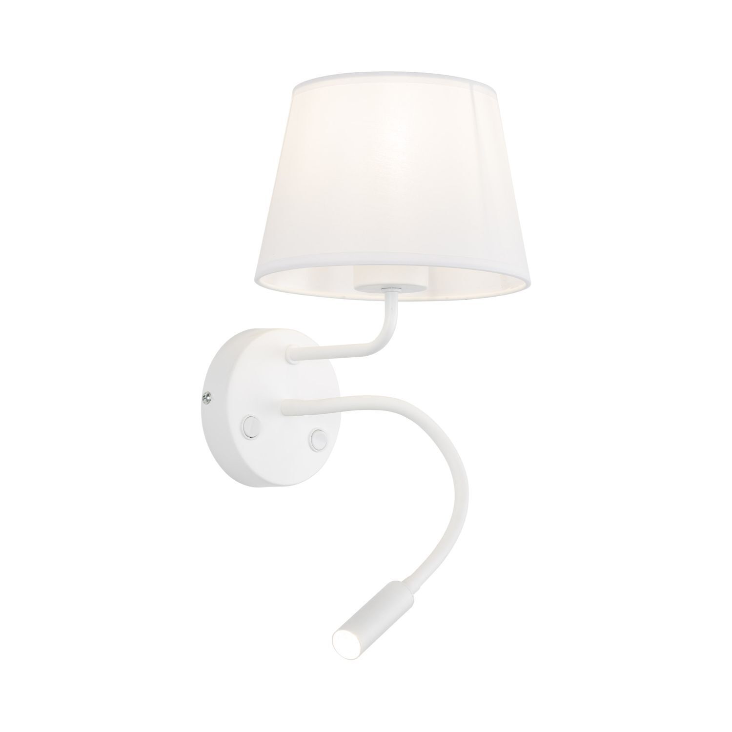 Wandleuchte Schwanenhals Schalter H: 50 cm Metall Stoff Lampe, Lampenschirm