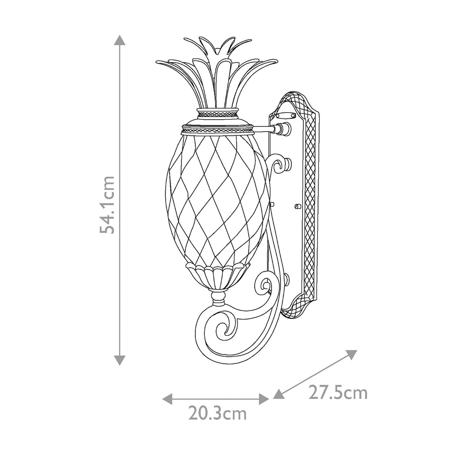 Wandleuchte außen Schwarz Antik IP44 dekorativ Ananas Design Krug, Töpferei, Vase