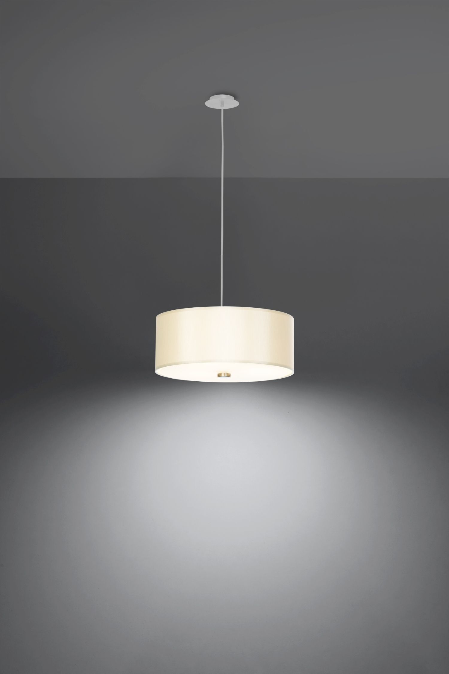 Suspension Blanc Tissu Verre Ø 30 cm rond 3x E27