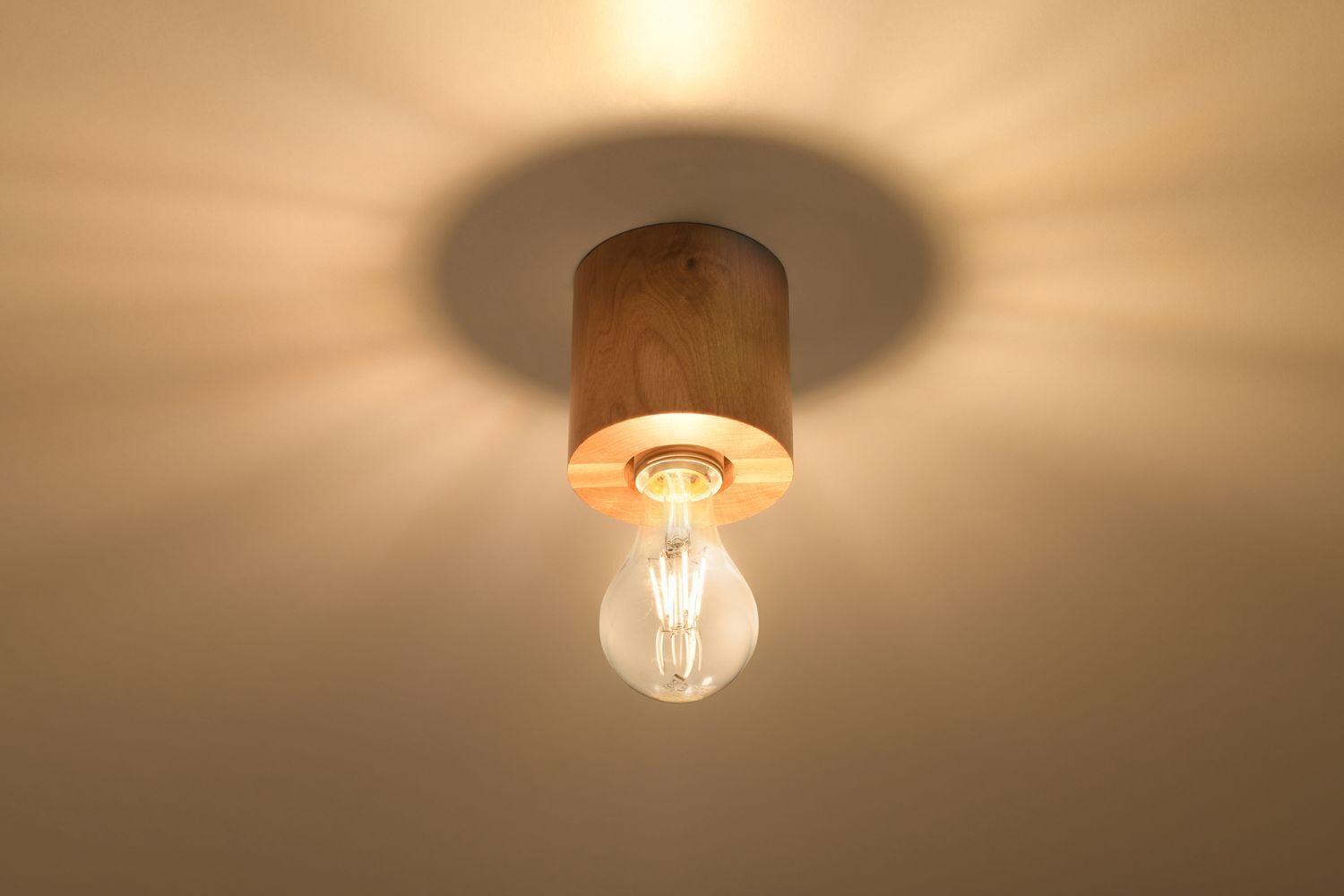 Lampe de plafonnier en bois ronde Ø10cm H:10cm pour E27
