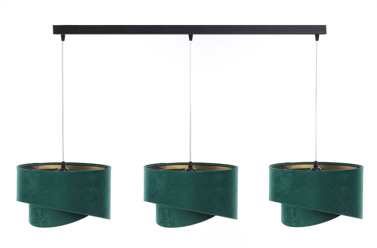 Lampe à suspendre 3 flammes en noir vert or E27 aspect velours