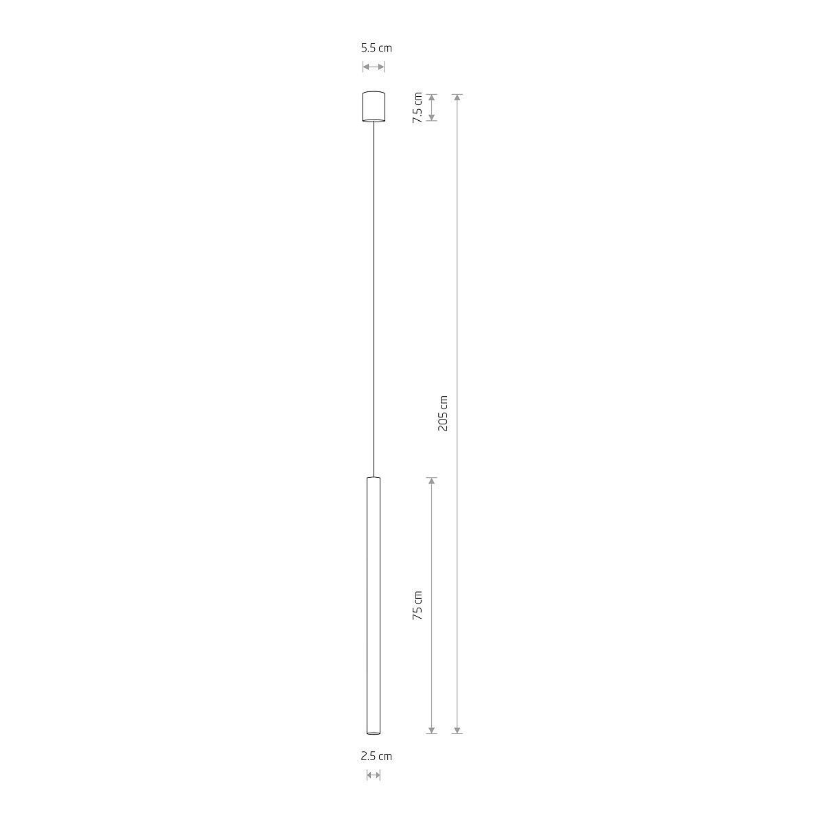 Suspension laiton véritable Ø2,5cm rond G9 étroit