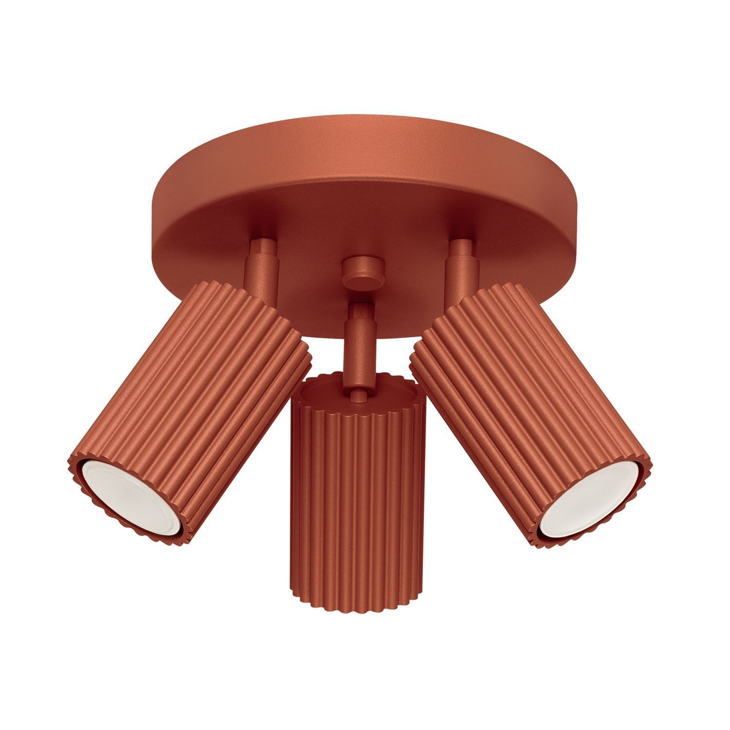 spots-moderne-kuechenbeleuchtung-metall-leuchte-berta-3x-gu10-bis-10w-ockerrot-aluminium-le126852-01 deckenleuchte, spotlight, rustrot, rippenmuster, metallic