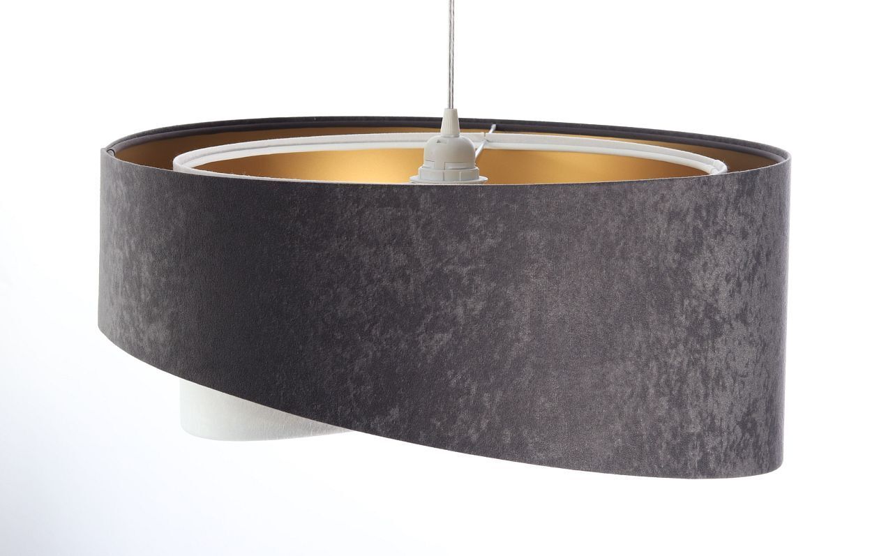 Suspension tissu gris foncé or E27 rond Ø 50 cm Lampe