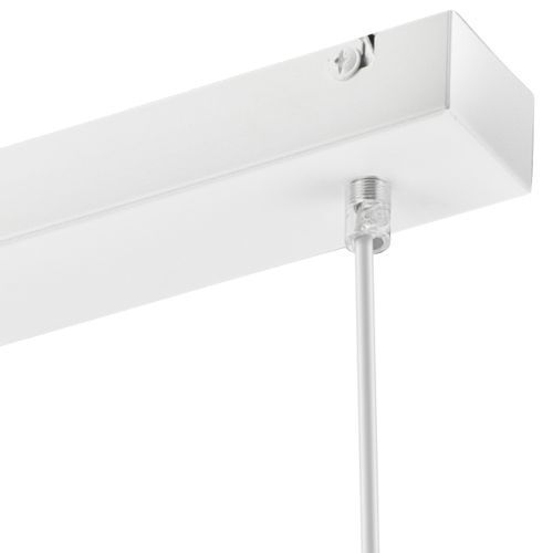 Pendelleuchte Weiß Holz Stoff Metall 4-flmg Lampe
