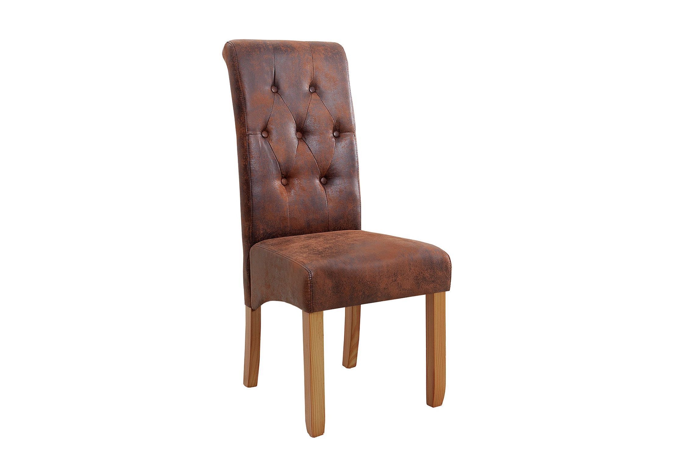 Chaise de salle à manger sans accoudoirs Marron style colonial Tissu bois
