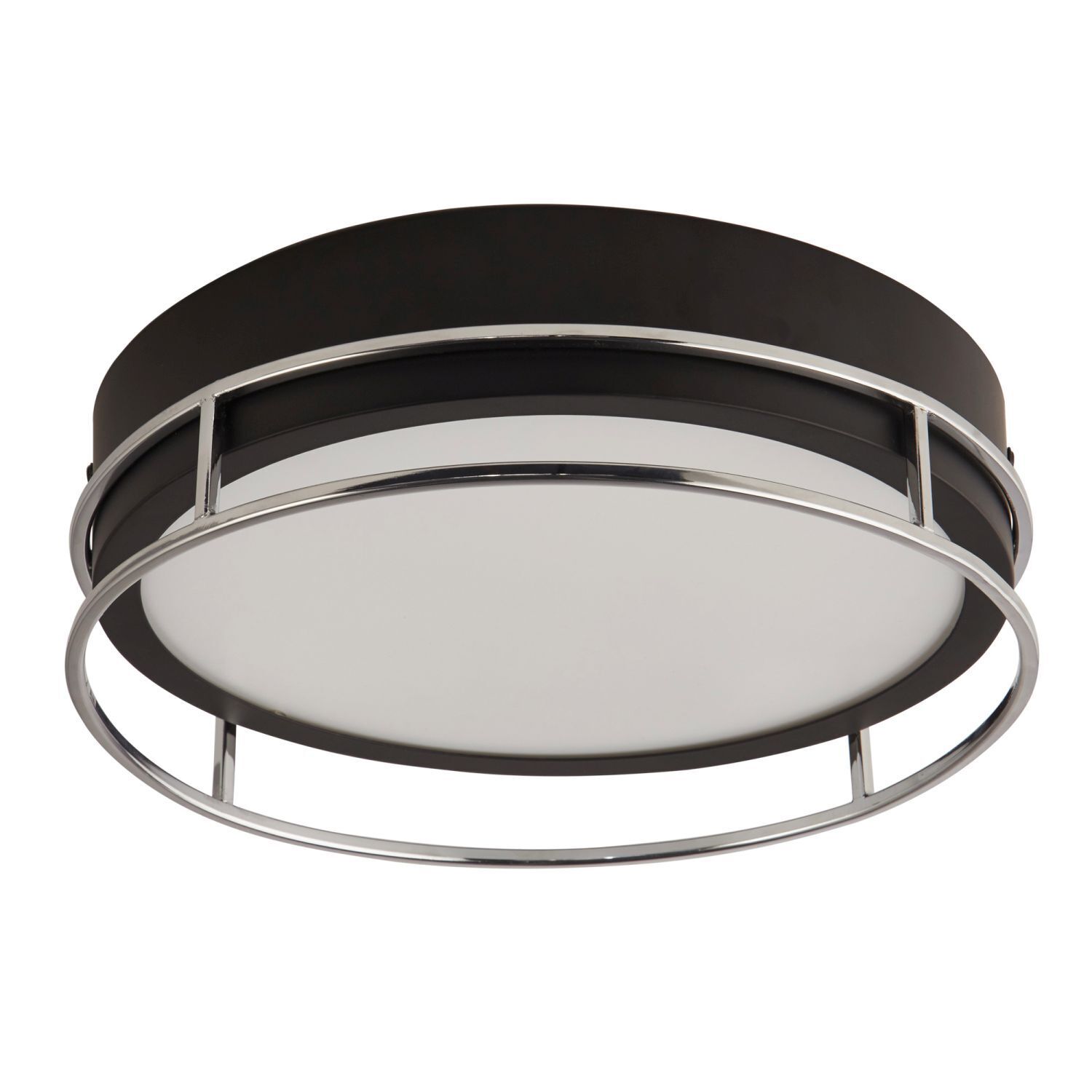 Plafonnier salle de bain IP44 2x E14 D : 30 cm noir chrome