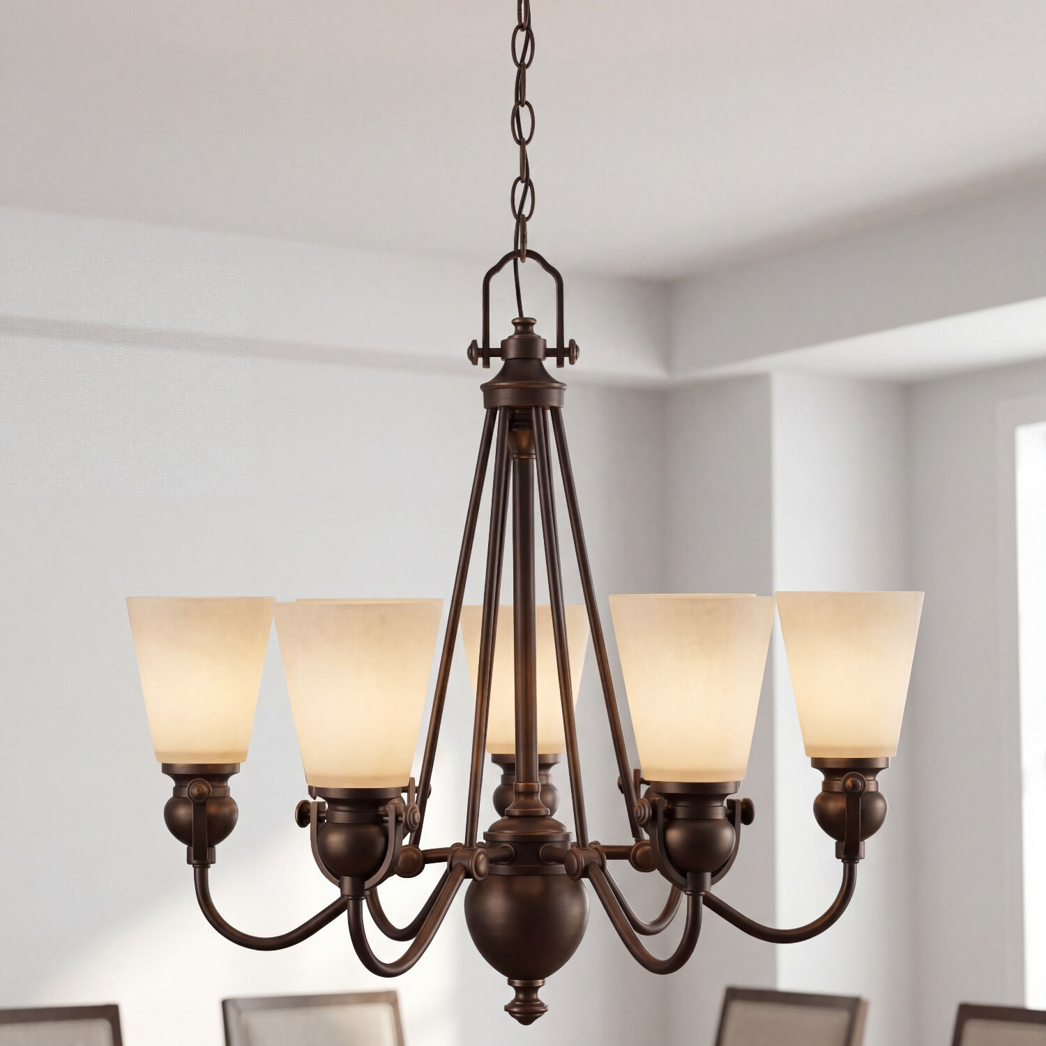Kronleuchter, Bronze Finish, Fünf-Licht, Pendelleuchte, Metall