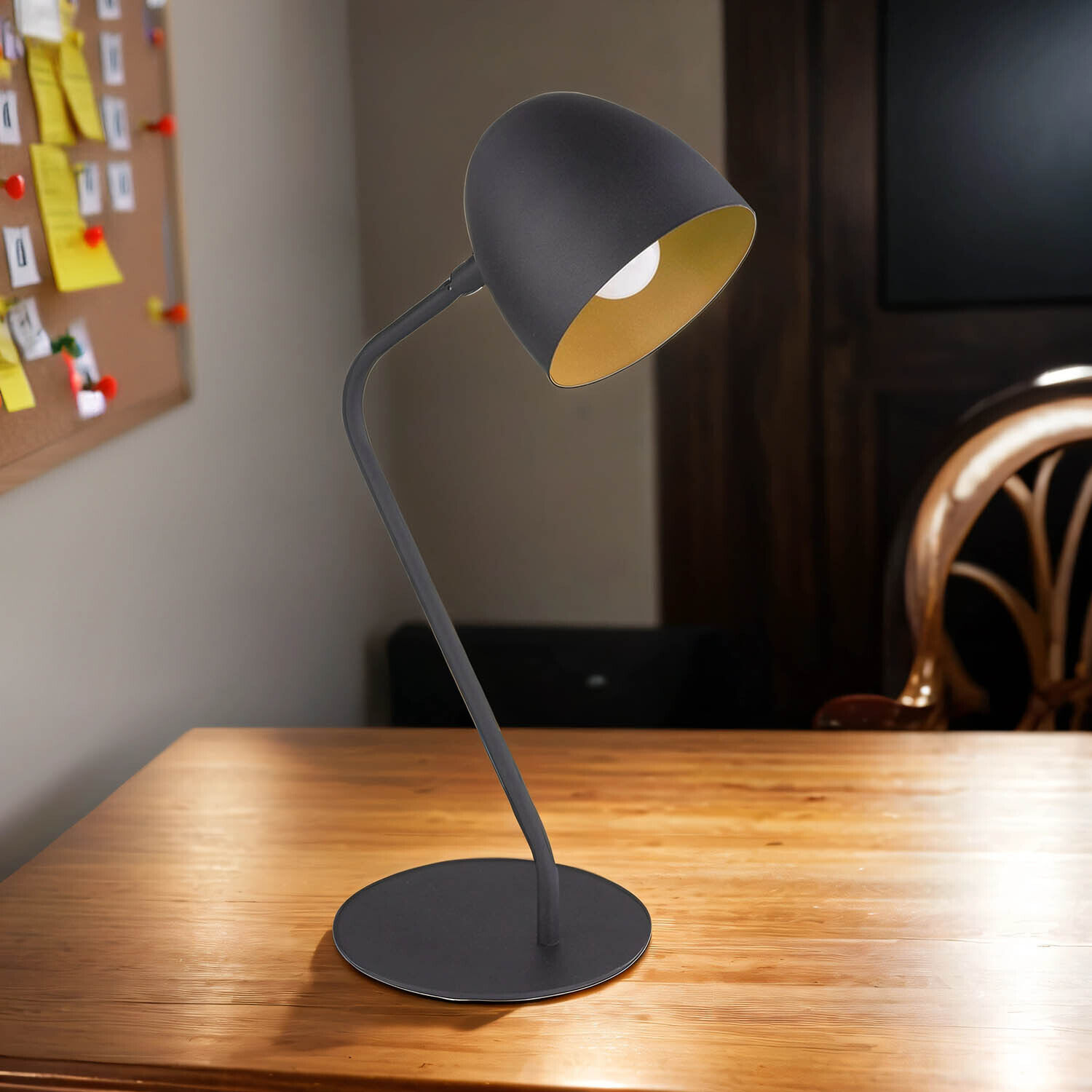 Tischleuchte SARE Schwarz Gold H:47cm Büro Lampe