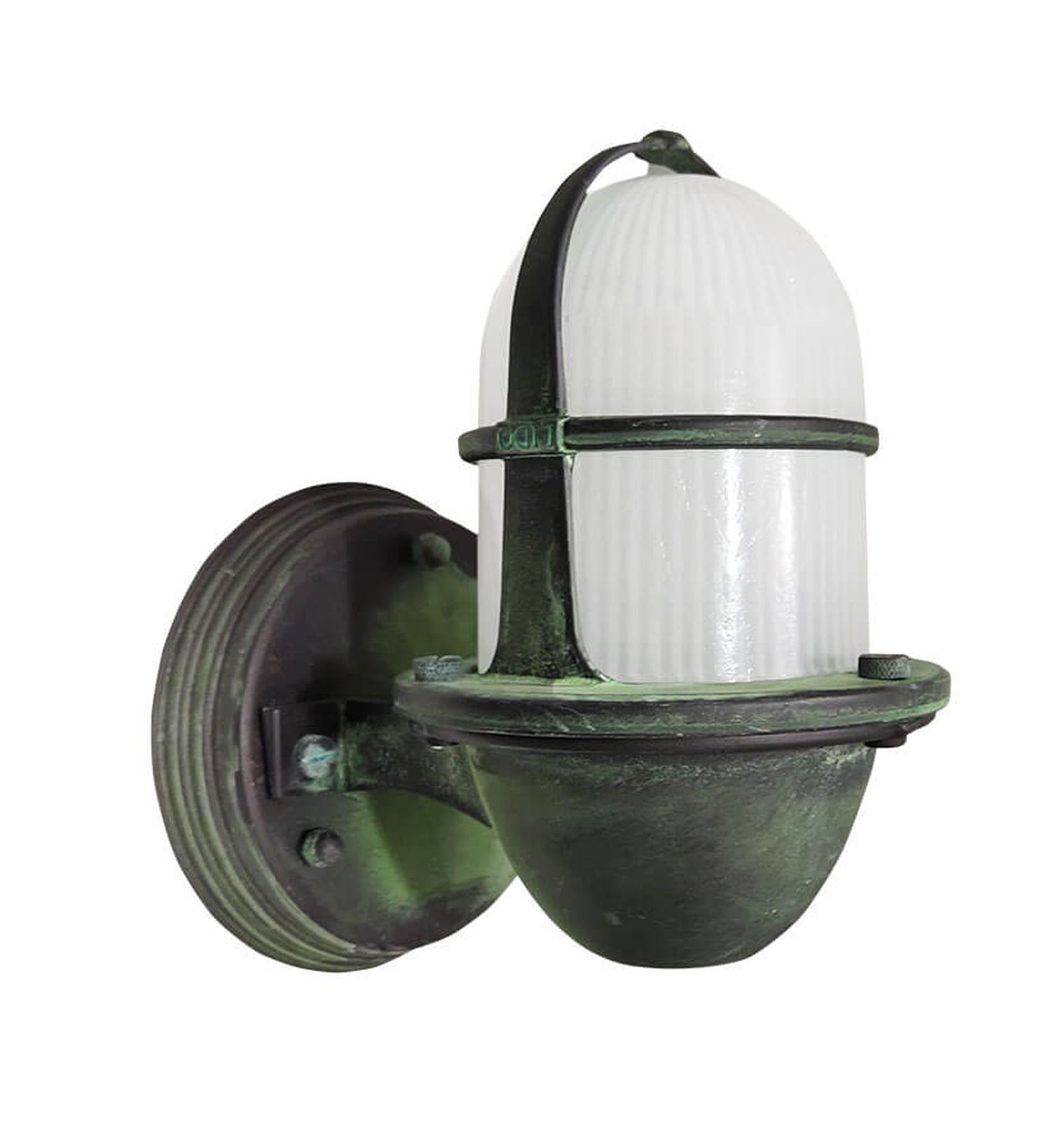 Außenwandlampe klein Echt-Messing Glas E27 IP64 H: 24 cm