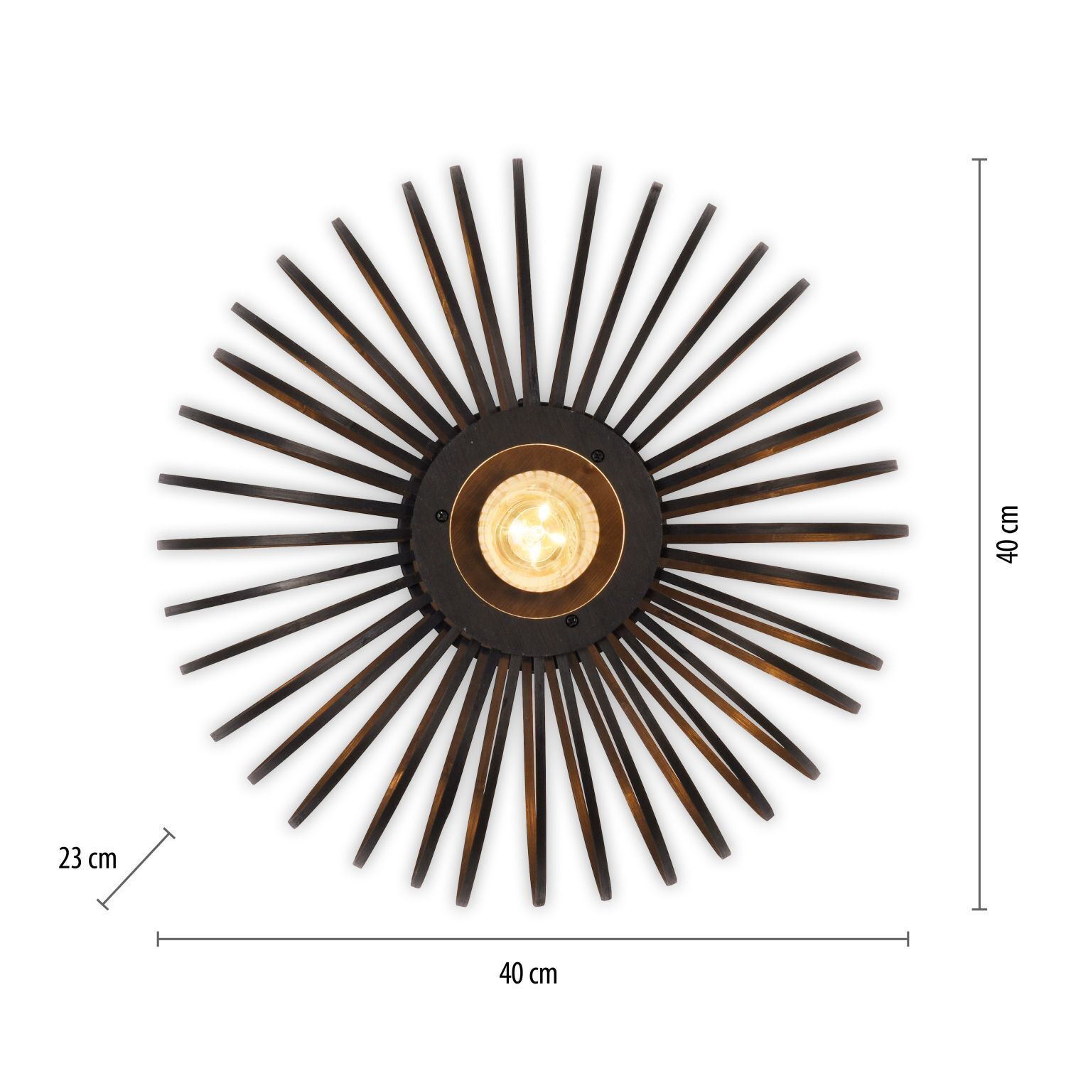 Lampe de plafonnier Scandinave Métal Bois E27 ronde Ø40 cm