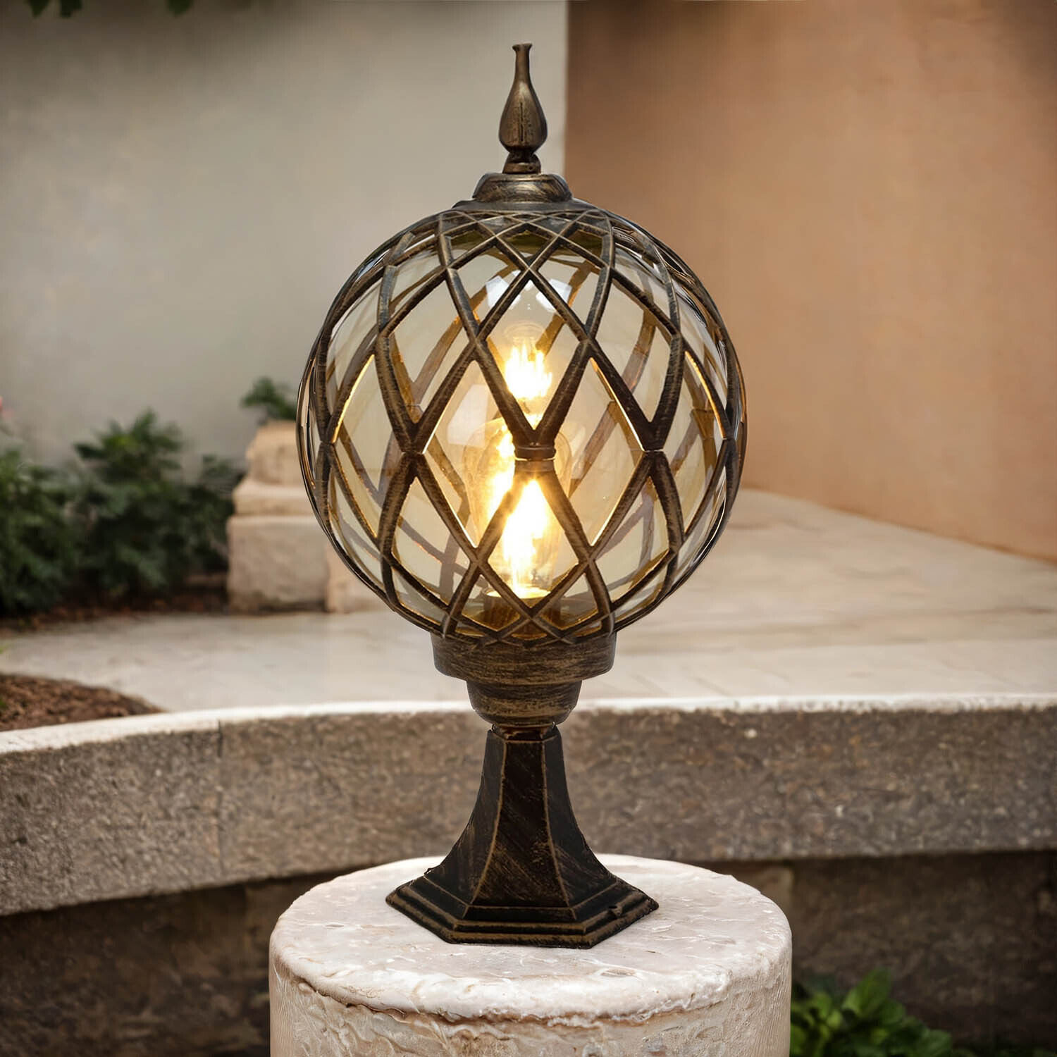 Sockelleuchte Schwarz Kupfer Außen Rustikal Retro