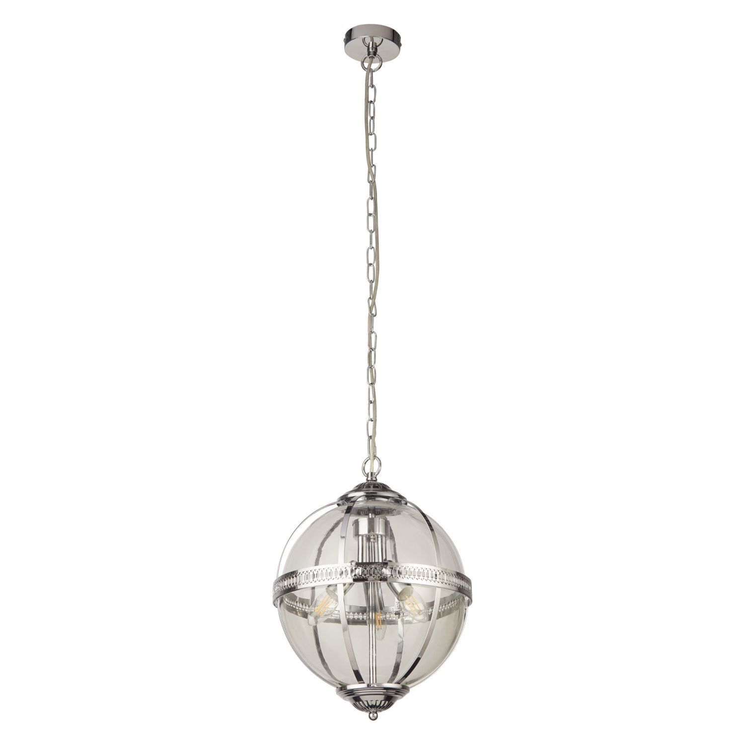 Lampe à suspendre ronde Ø 32 cm Art Nouveau Boule Abat-jour Chrome Clair