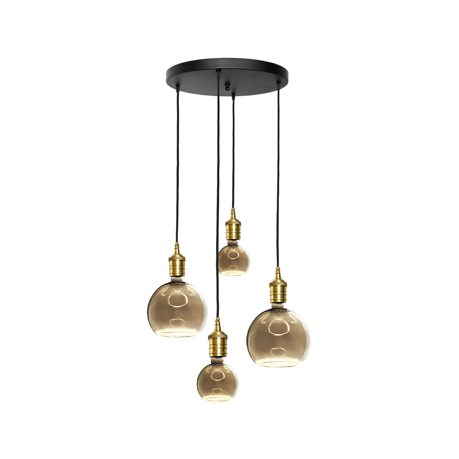 Suspension à 4 flammes E27 D : 40 cm laiton fer Suspension à 4 flammes E27 D : 40 cm laiton fer