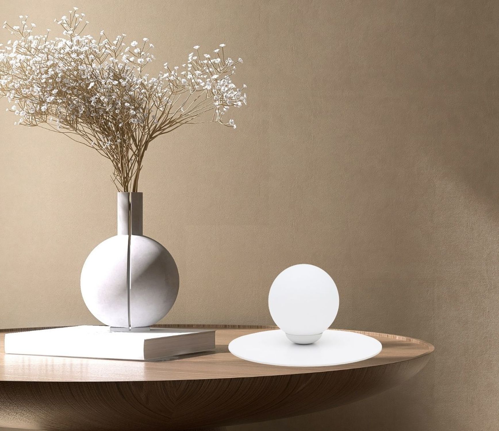 Nachttischleuchte Glaskugel blendarm E27 15 cm in Weiß Lampe, Blumen-Arrangement, Pflanze, Ikebana, Tabelle