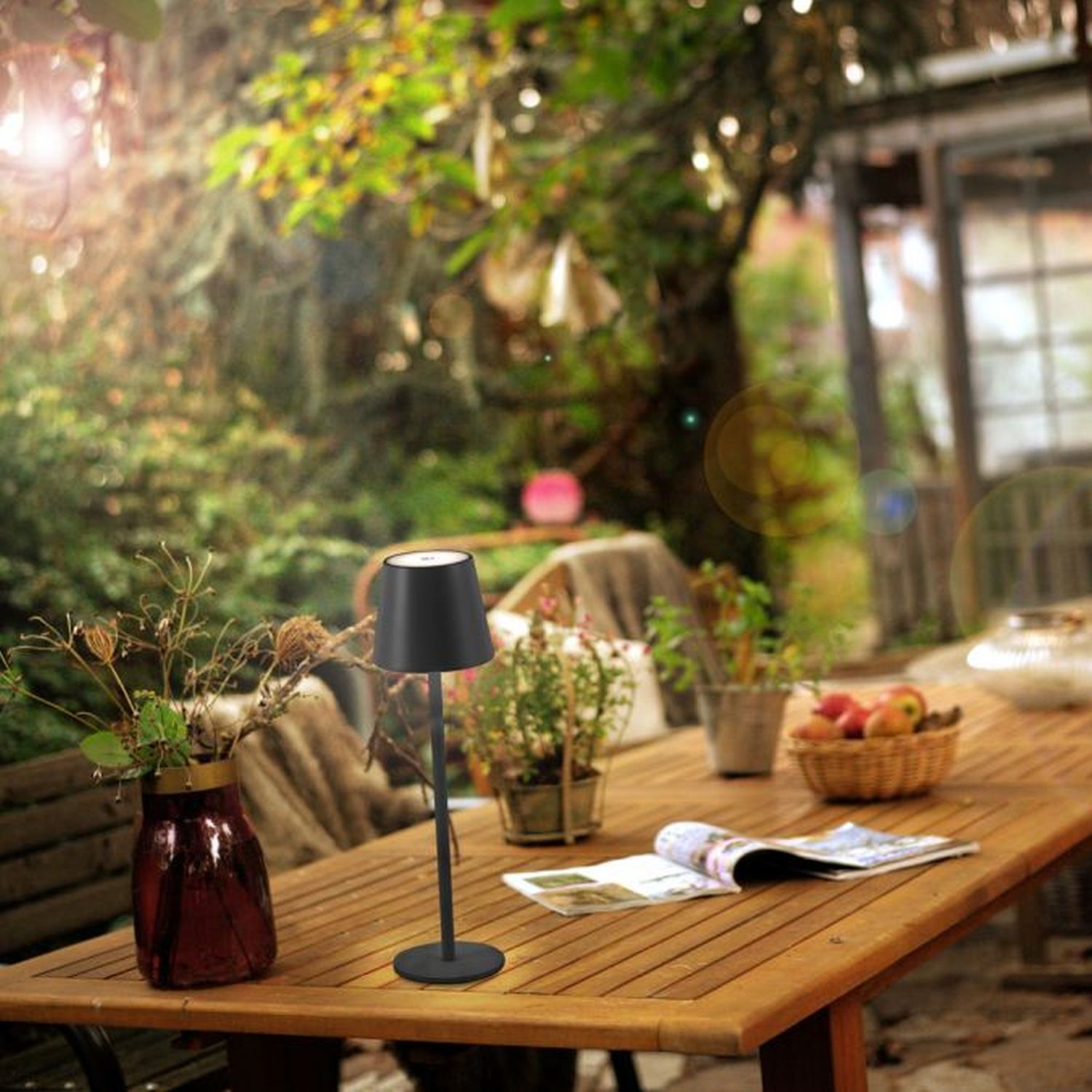 Lampe de table LED rechargeable Métal IP54 Touch Variation 320 lm