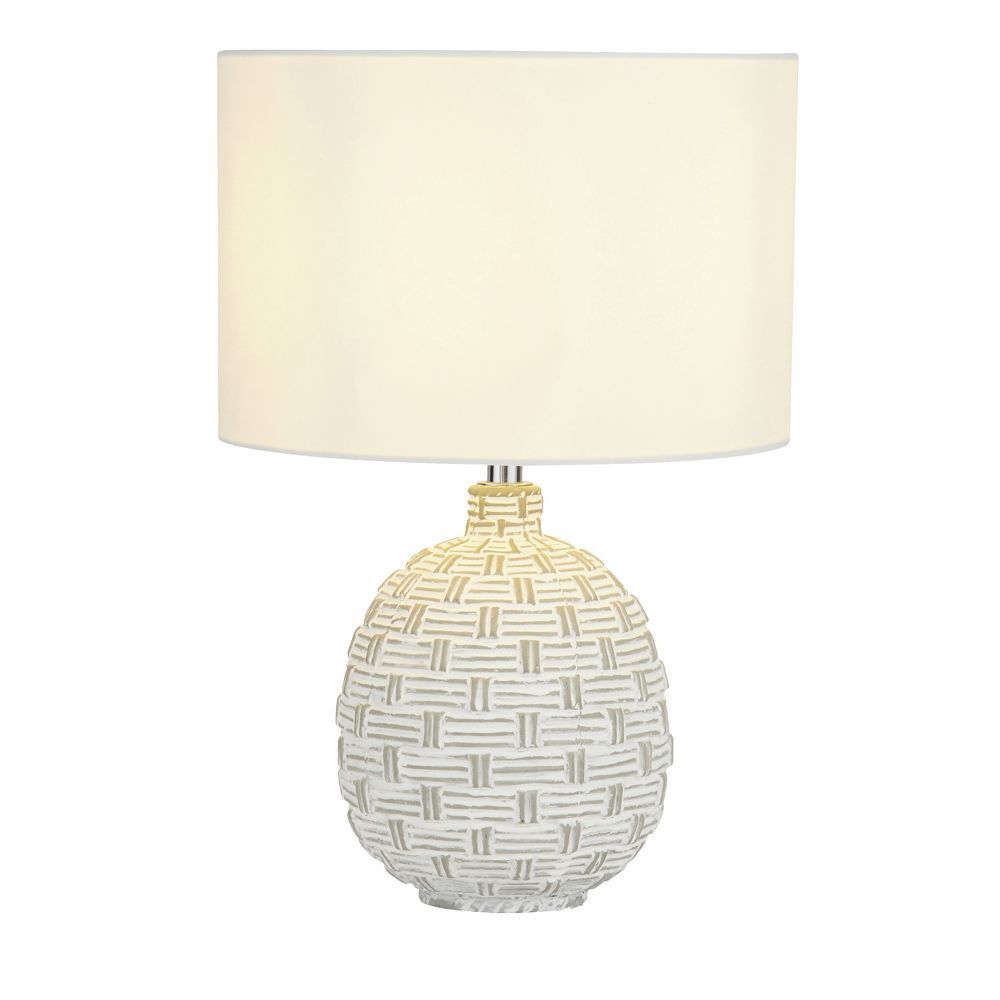Nachttischlampe E14 36,5 cm D: 25 cm Weiß Stoff Keramik