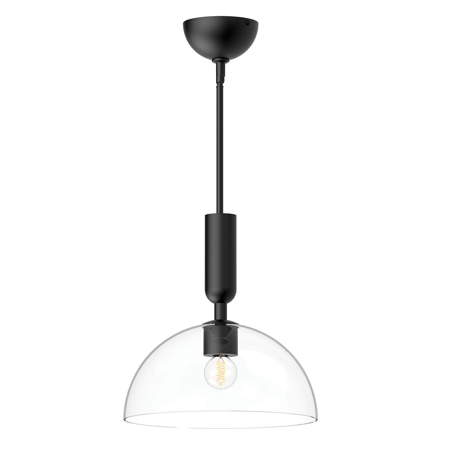 Suspension métal verre ronde D : 30,5 cm noir E27