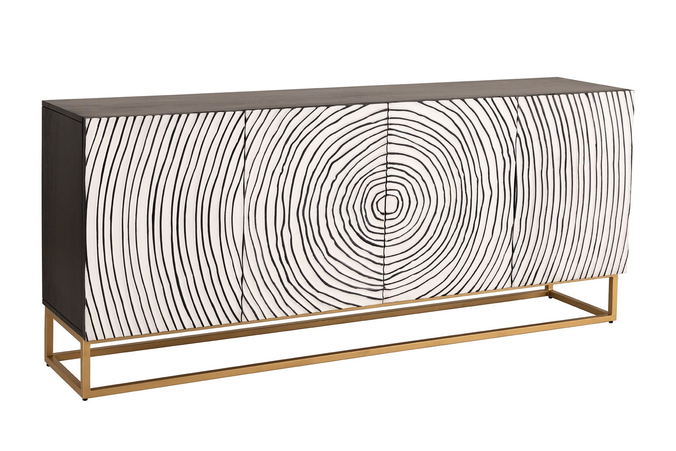 Sideboard noir blanc or largeur 177 cm fait main