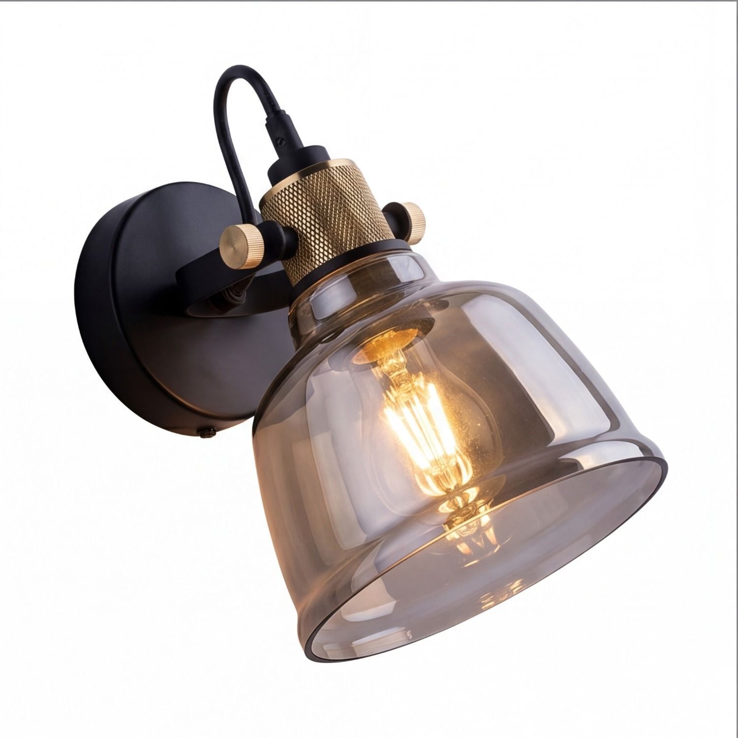 Wandlampe, Wandleuchte, Glaslampe, Nachtlampe, Brass Akzent