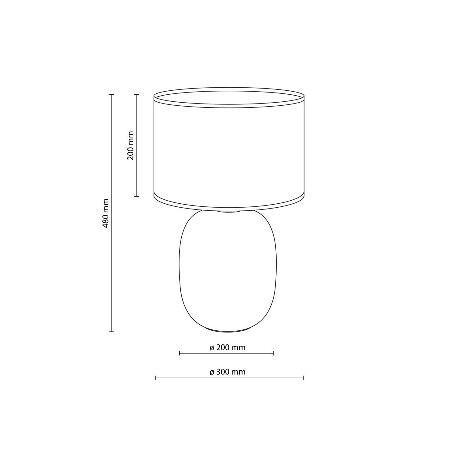Lampe de table verre fumé tissu E27 48 cm Ø 30 cm KYLE