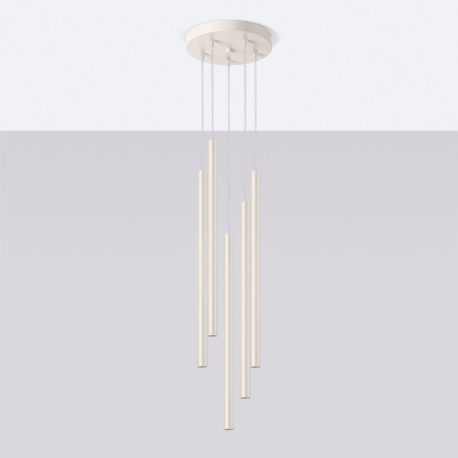 Runde Hängelampe Beige Stahl G9 L:25 cm akzentuiert pendant light, chandelier, hanging lamp, multi pendant, linear rods