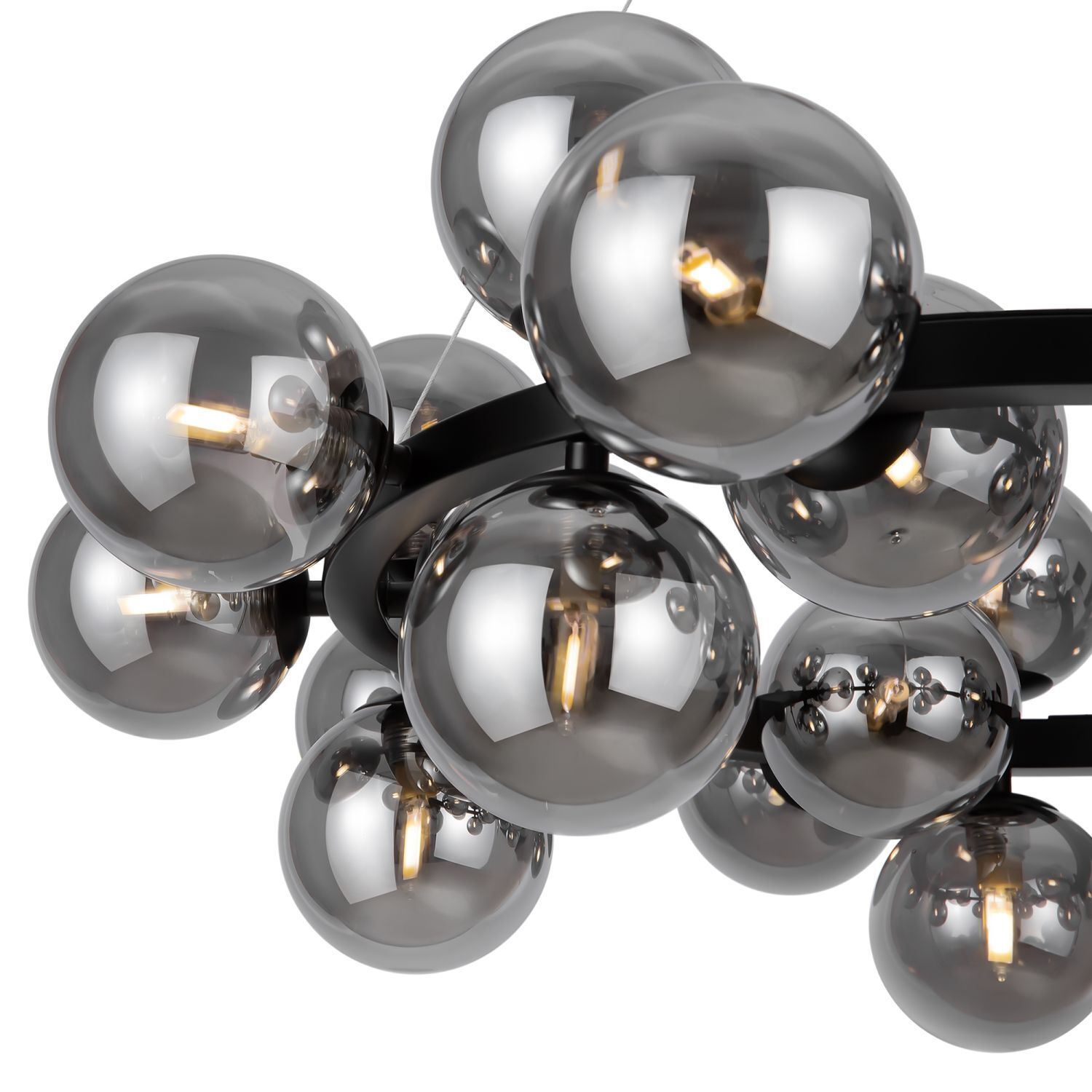 Hängelampe Metall Rauchglas G9 69 cm breit Kugel Schirm Leuchter, Lampe, Deckenventilator, Gerät, Elektrisches Gerät