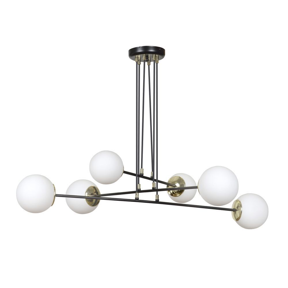 Lampe à suspendre noire réglable en verre 6x E27 Lampe à suspendre