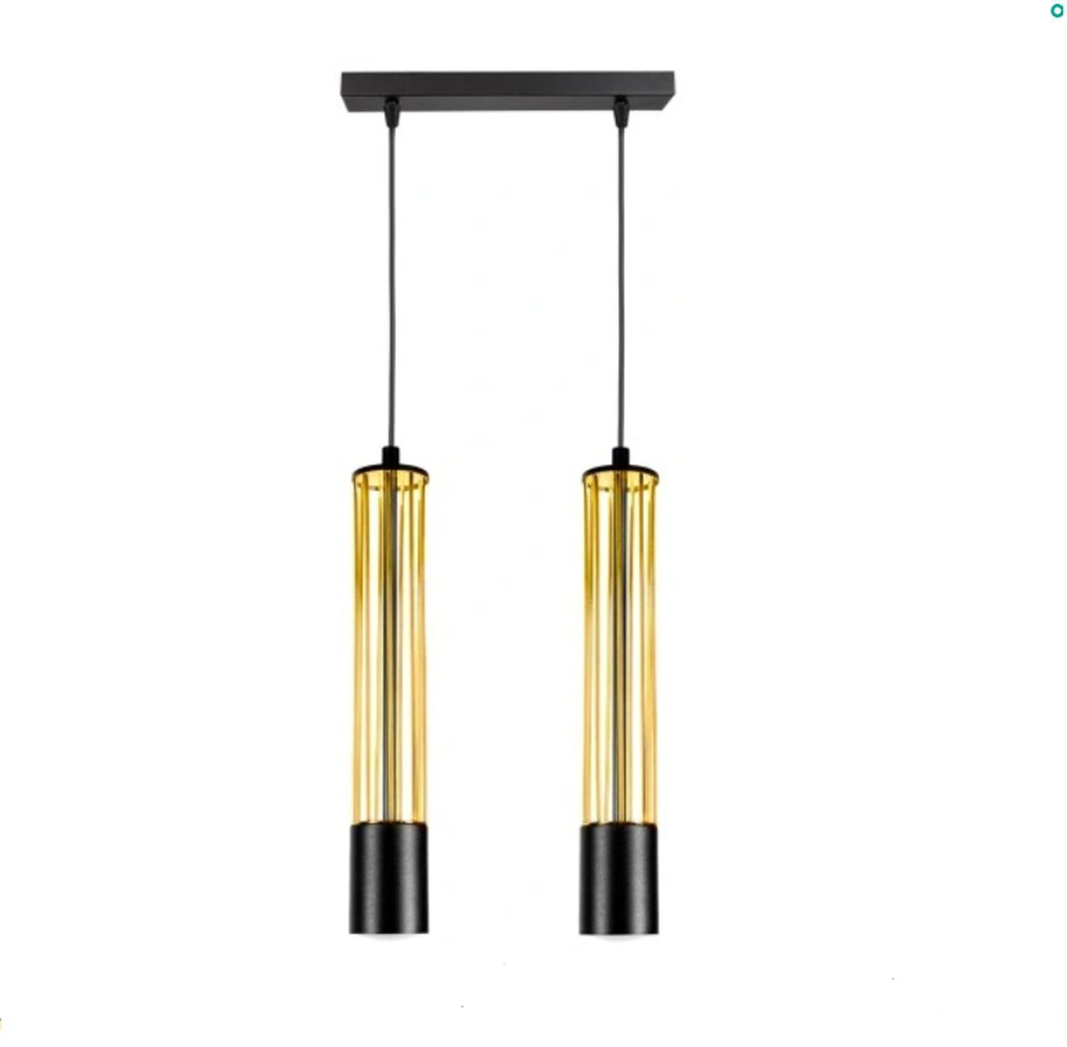 Lampe à suspendre métal GU10 35 cm de long noir or élégant Lampe à suspendre métal GU10 35 cm de long noir or élégant