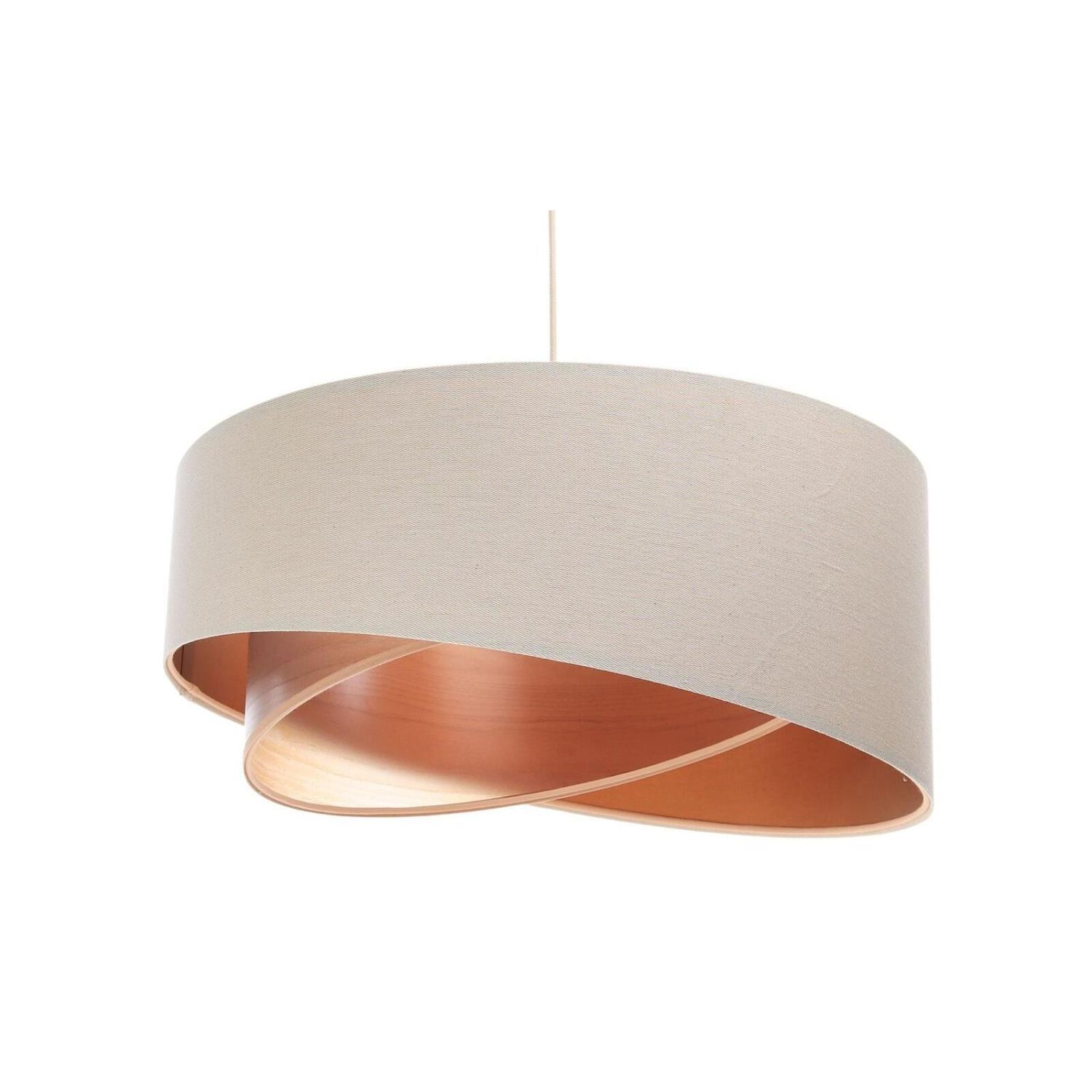 Hängeleuchte Leinen E27 rund D: 50 cm Modern Beige Kupfer