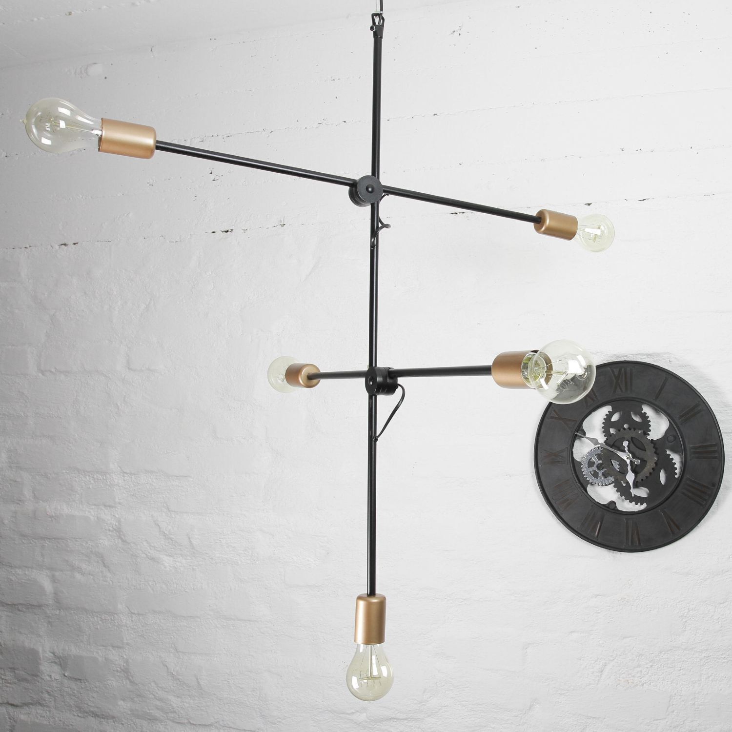 Hängelampe Schwarz Industrial Design verstellbar E27 Leuchter, Lampe