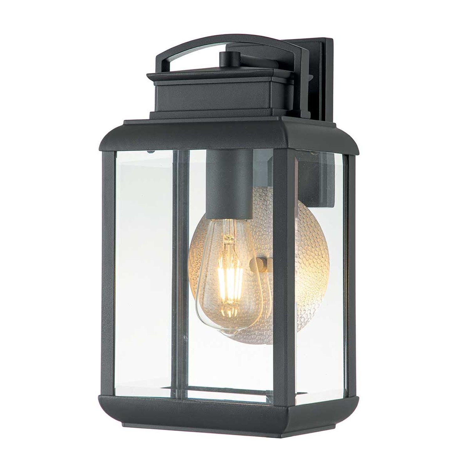 Außenwandlampe Aluminium Glas H: 36,8 cm IP44 E27 Grau