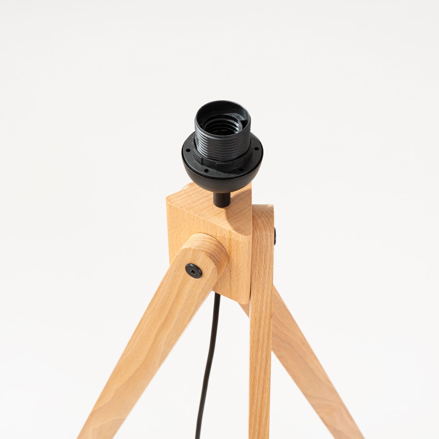 Dreibein Stehlampe Holz Stoff Beige E27 H:140 cm Photographie, Stativ