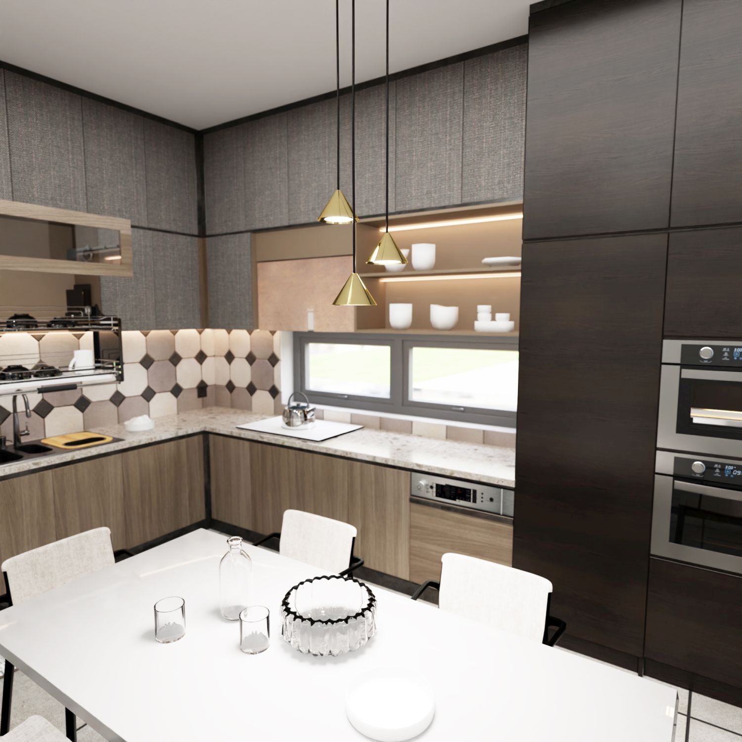 Runde Pendelleuchte Metall Ø20 cm GX53 in Schwarz Gold Drinnen, Innenarchitektur, Küche, Tasse, Lampe