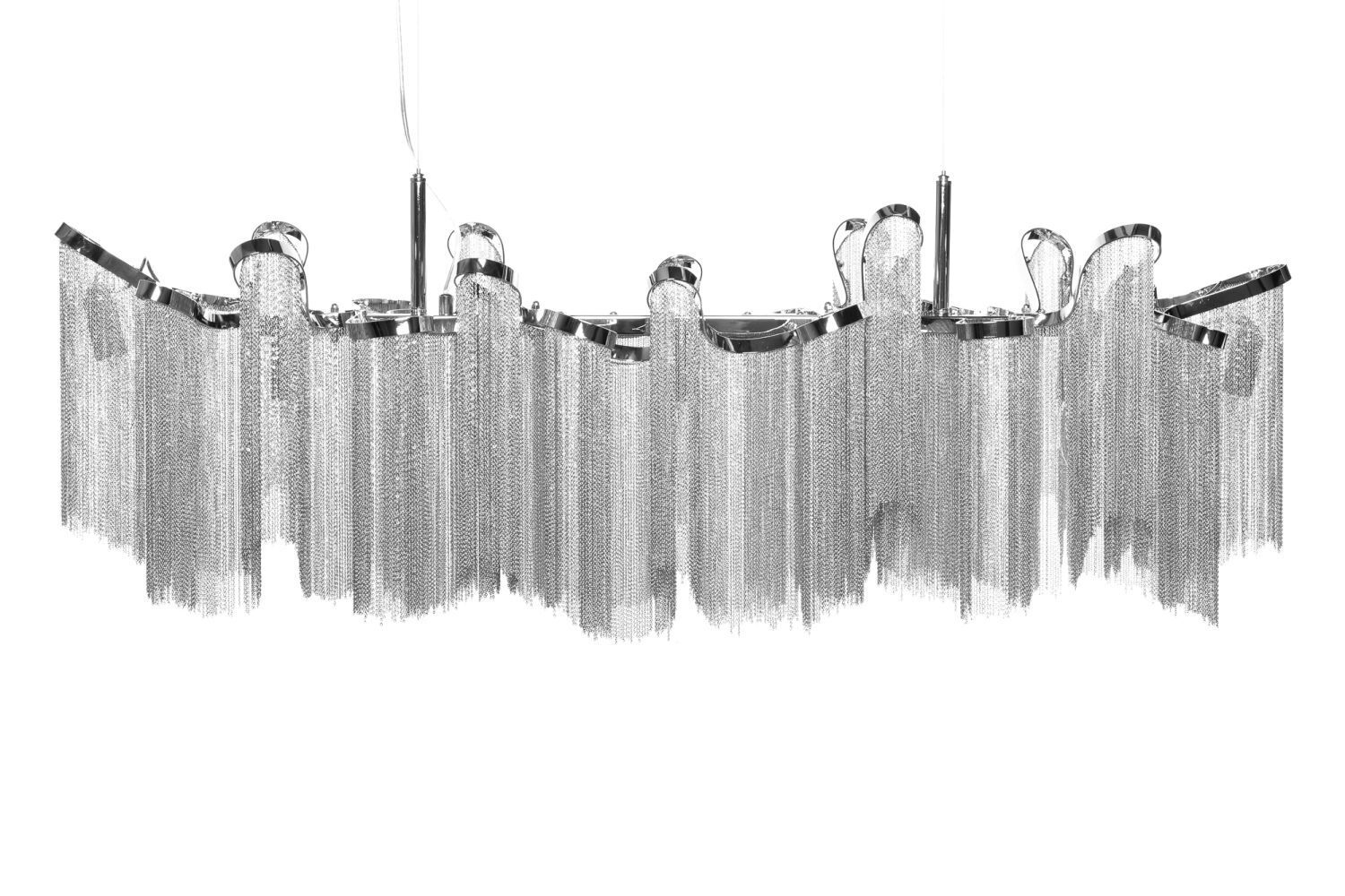 Design Suspension RIRRE Métal Chaînes Argent Table à manger Leuchter, Lampe, Drinnen, Zimmer, Duscharmatur