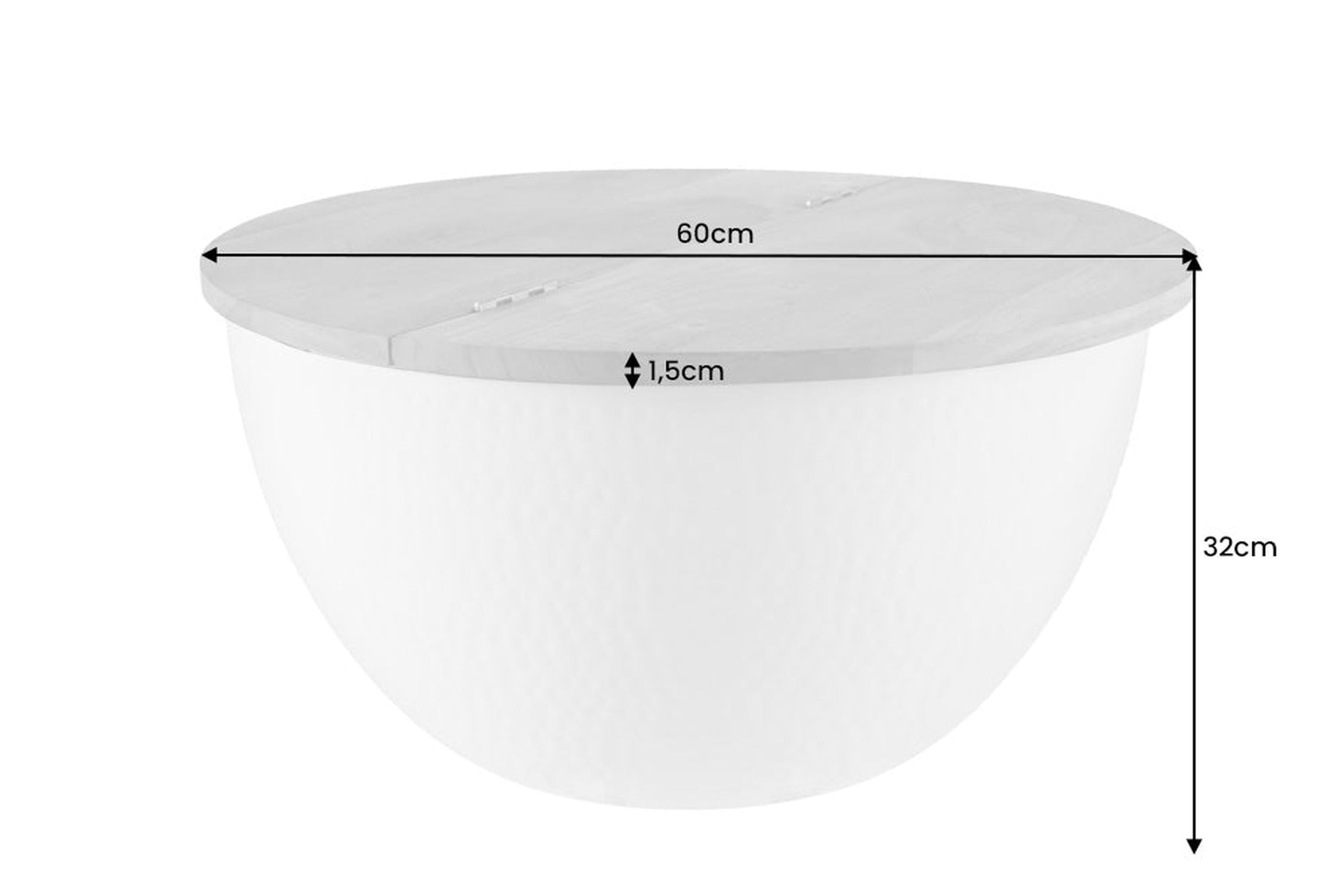 Table basse en bois d'acacia métal naturel blanc 60x60 cm artisanale