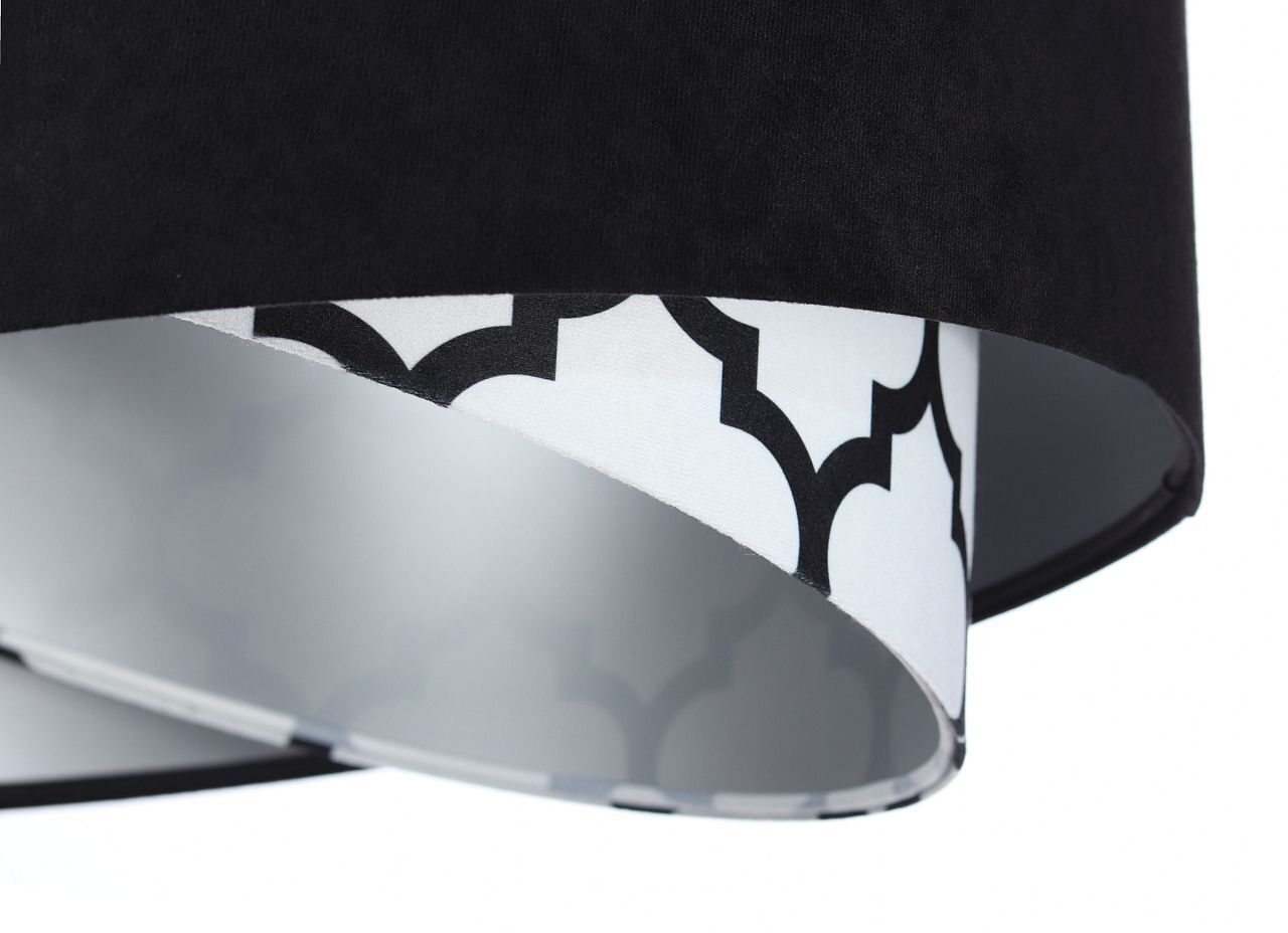 Hängeleuchte rund D: 50 cm Stoff Velours Optik Schwarz Weiß Lampe, Lampenschirm