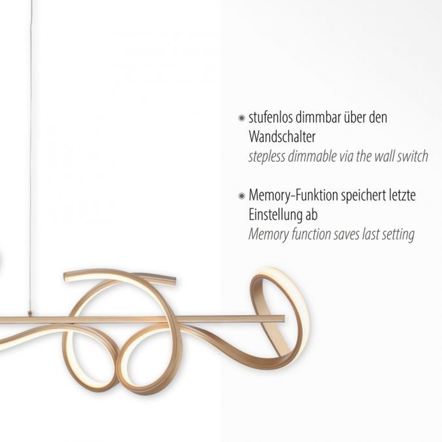 LED Pendelleuchte dimmbar 10 W 3000 K in Messing matt Zubehor, Brillen, Seite, Text