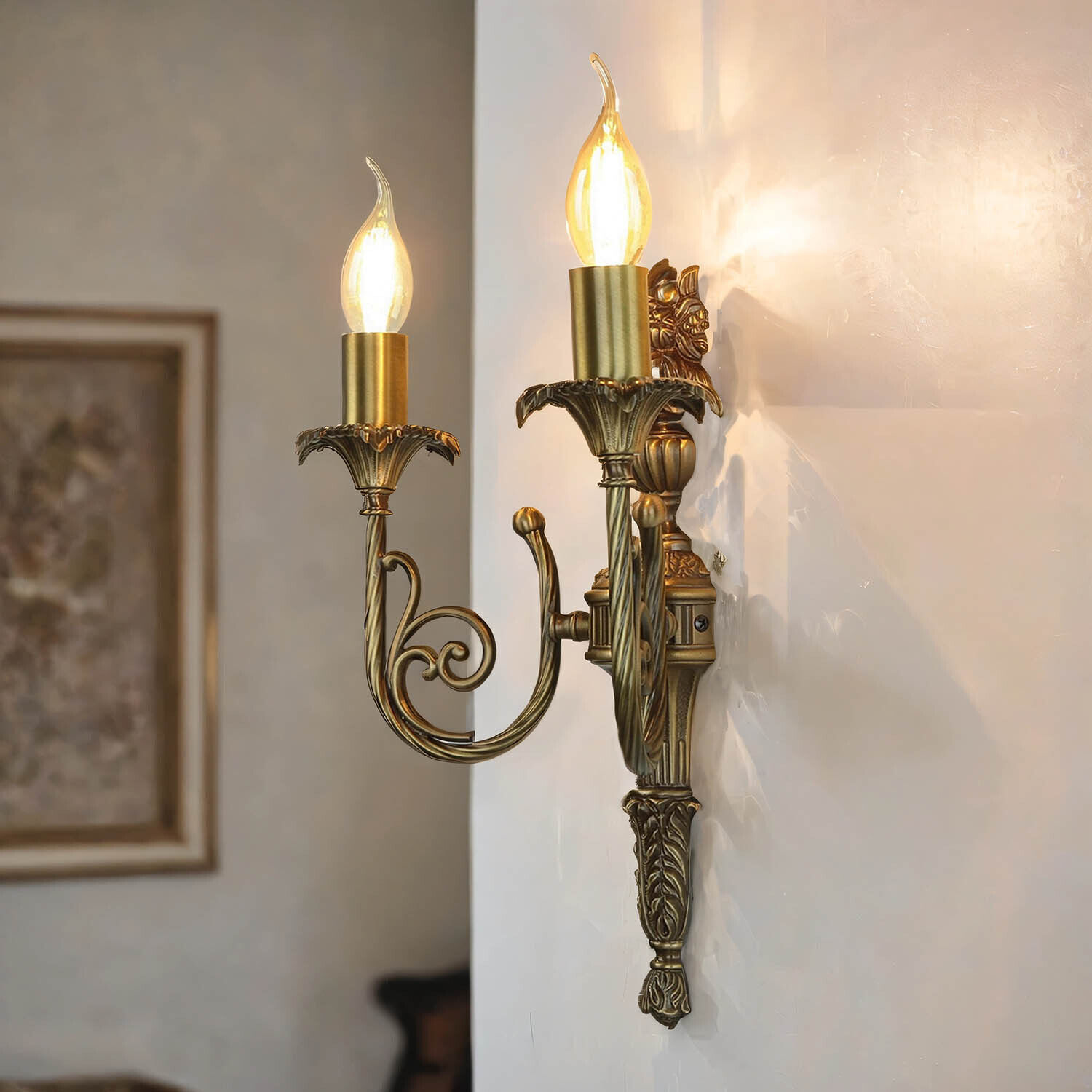 Applique 2flmg blanc en laiton véritable Bronze