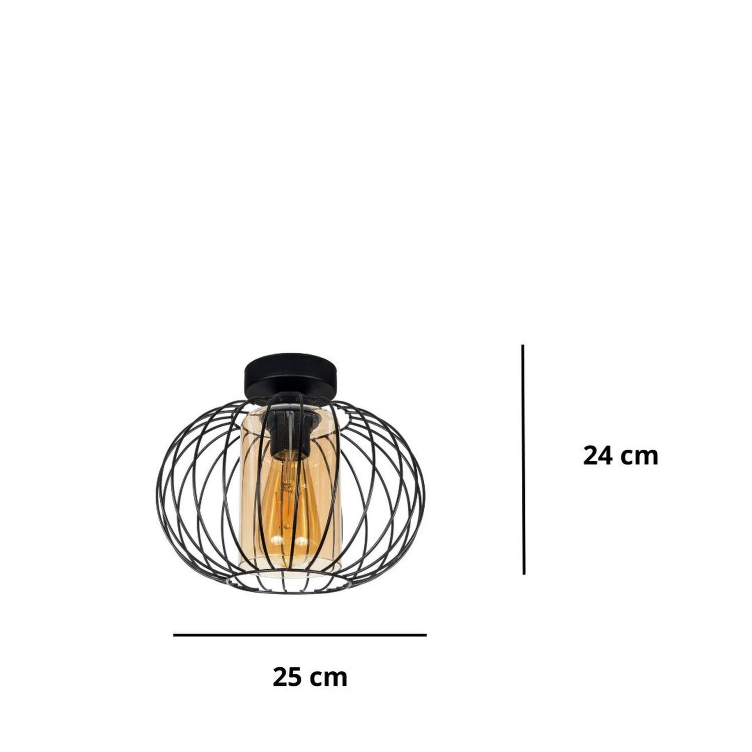 Lampe de plafonnier E27 Ø25 cm noir miel anti-éblouissement rétro Lampe de plafonnier E27 Ø25 cm noir miel anti-éblouissement rétro