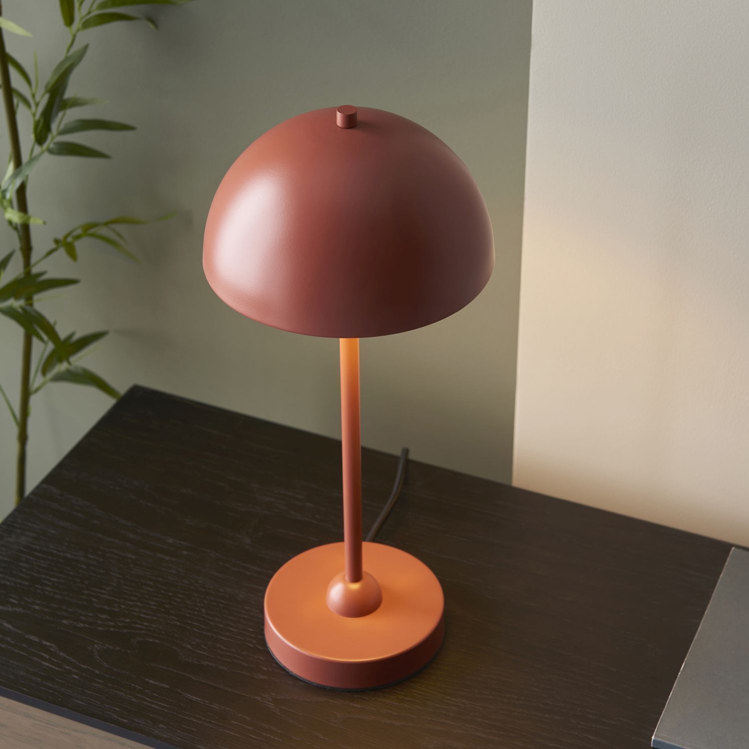 Lampe champignon métal 41 cm en terracotta E14 interrupteur à fil