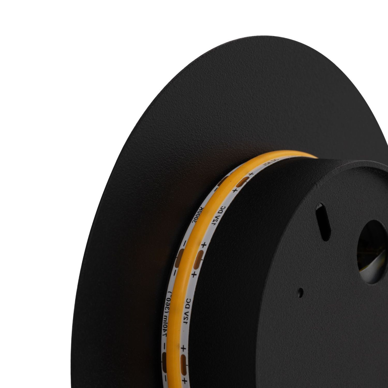 LED Wandlampe rund Ø20cm flach Metall Indirektes Licht LED-Streifen, flexibel, gelb, kabel, drip-guard?