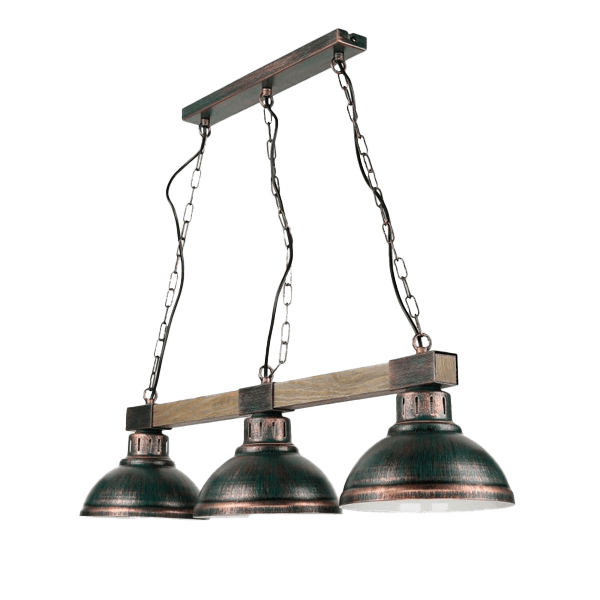 Lampes en bois hängelampe, 3-flammig, metall, dimmbar, industrial