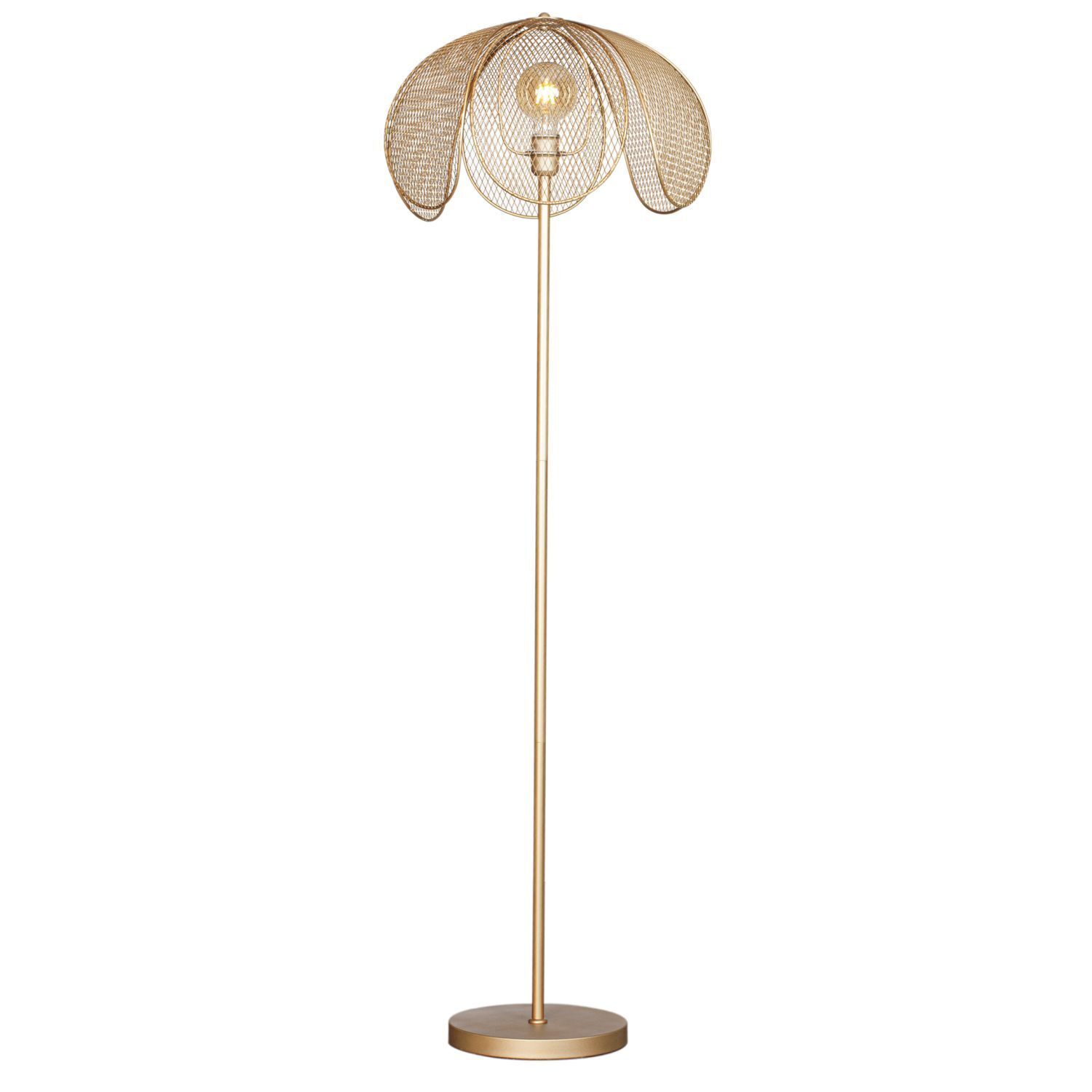 Stehlampe Metall 160 cm in Gold matt E27 Modern Design Stehleuchte, Gold, Lampenschirm, Metall, Stehende Leuchte