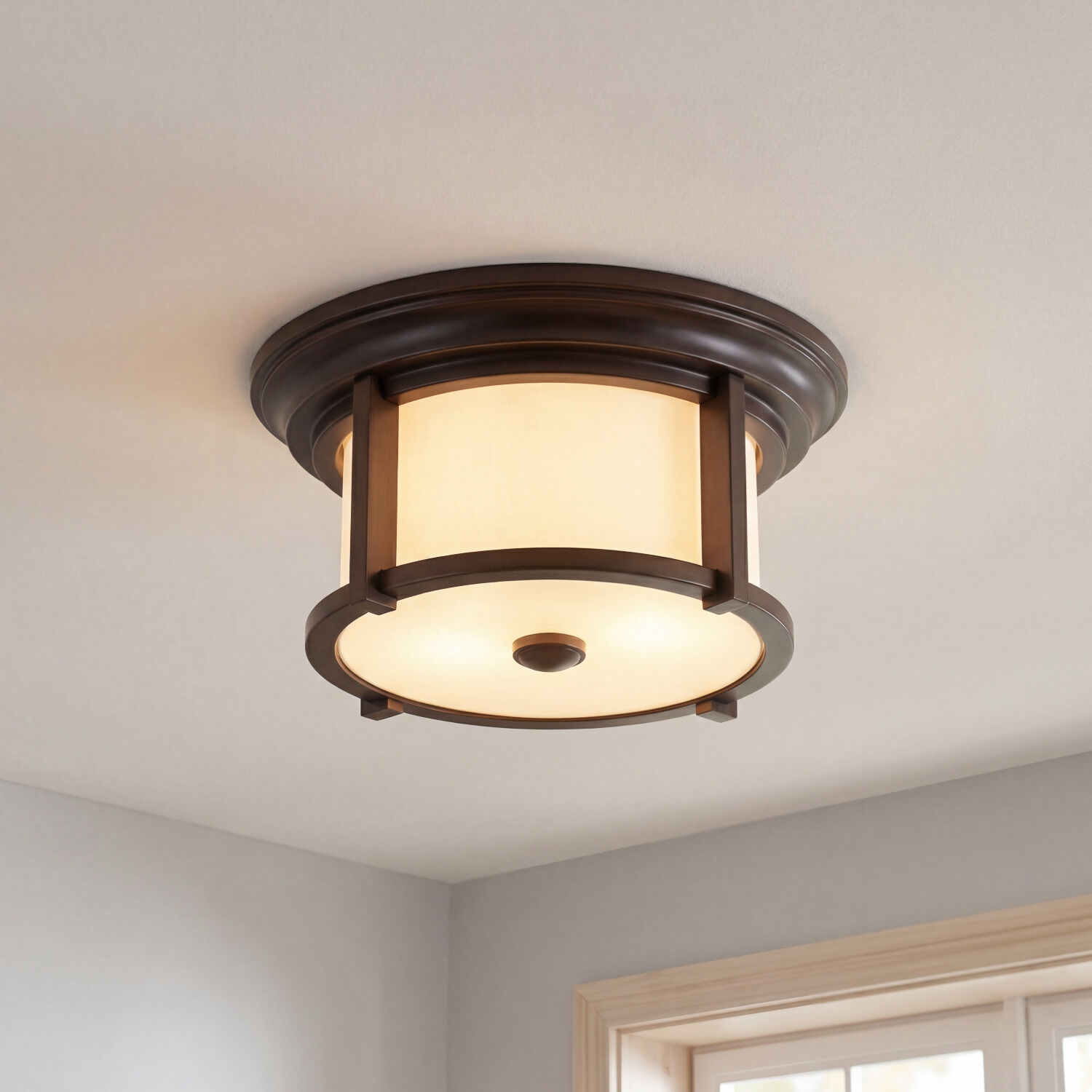 Deckenleuchte, Wohnzimmerlampe, Beleuchtung, Rundleuchte, Metallrahmen