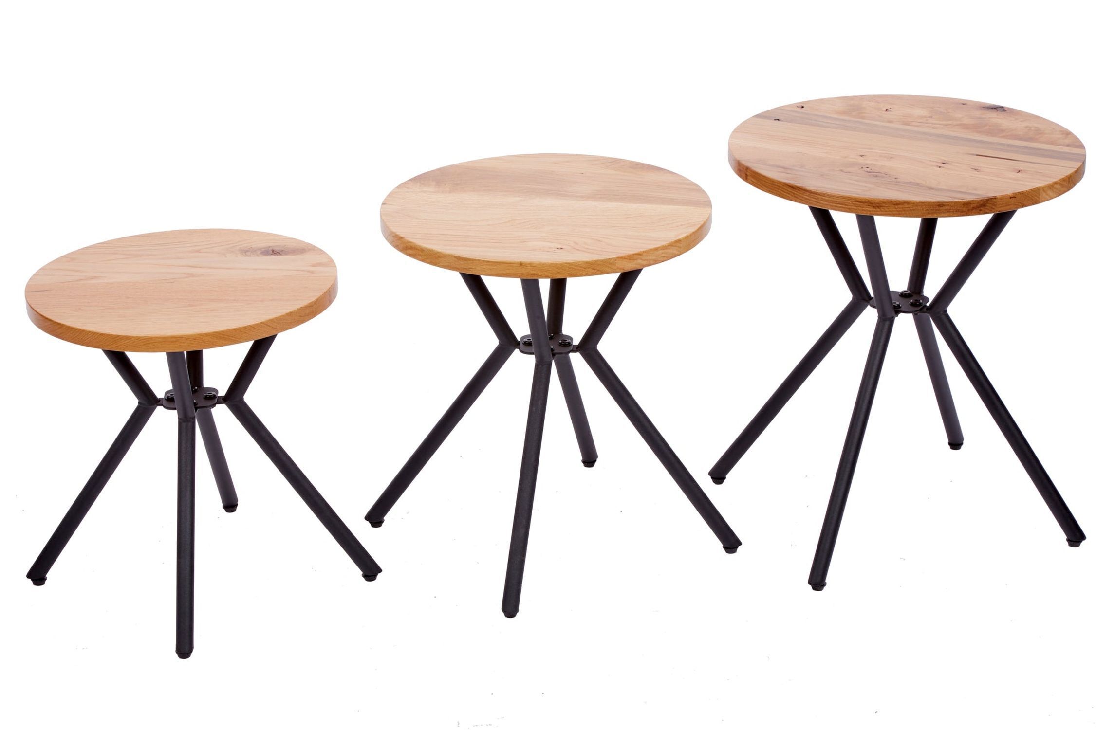 Set de 3 tables d'appoint Bois (chêne sauvage) Métal Moebel, Tabelle, Kaffeetisch, Esstisch